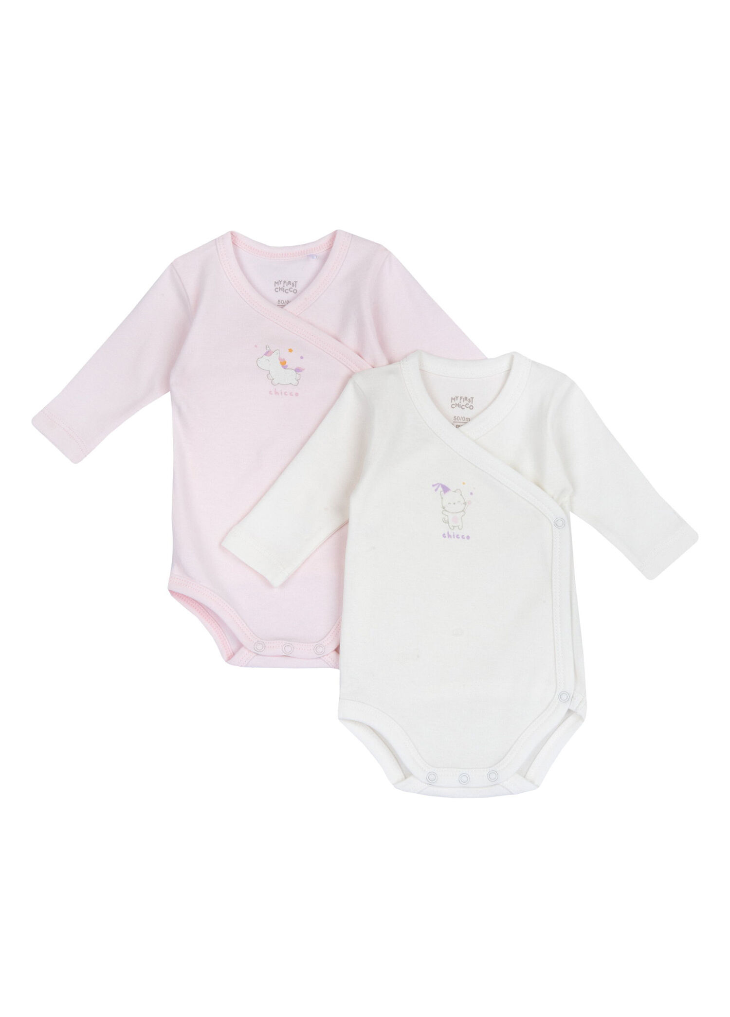 Açık Pembe Uzun Kollu Unisex Bebek 2'li Çıtçıtlı Body Seti