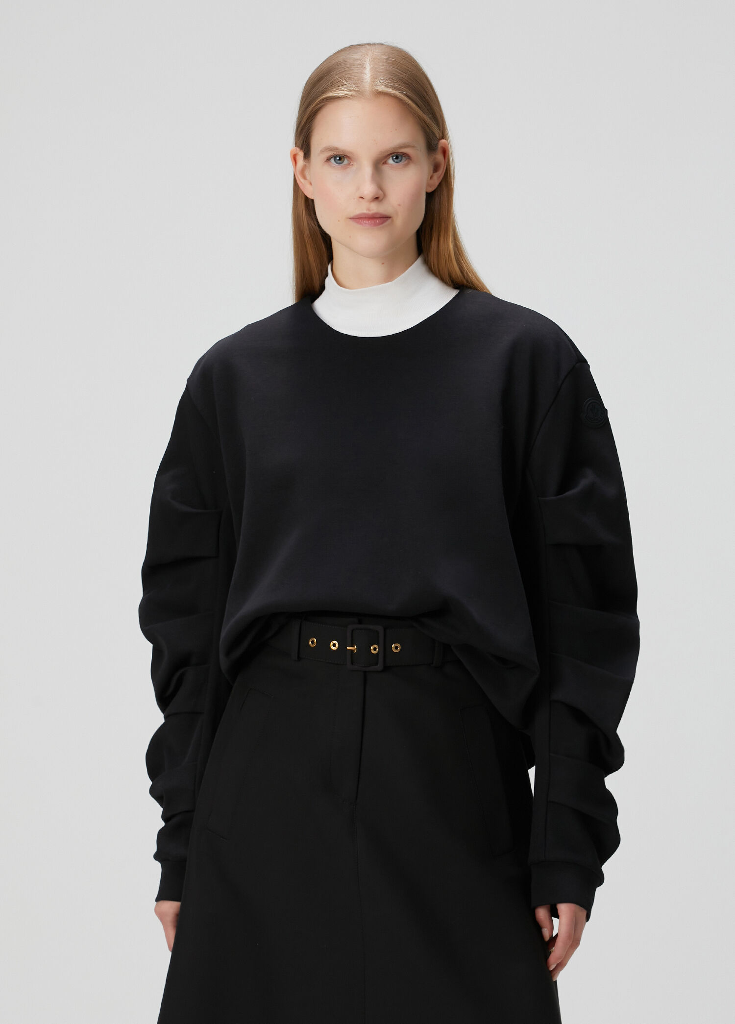 Siyah Pile Detaylı Sweatshirt