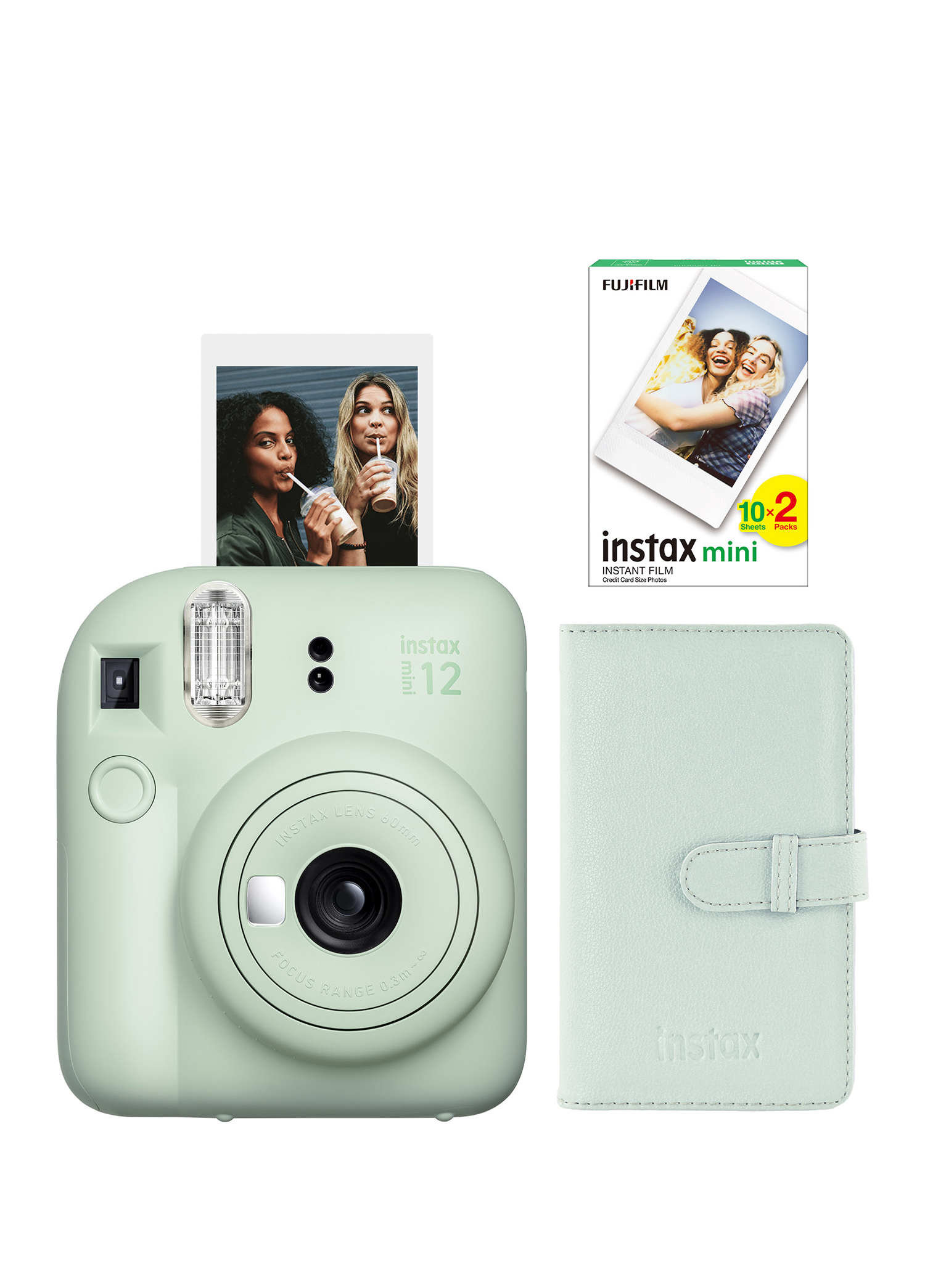 Instax Mini 12 Yeşil Fotoğraf Makinesi + 20'li Film ve Laporta Albüm Seti