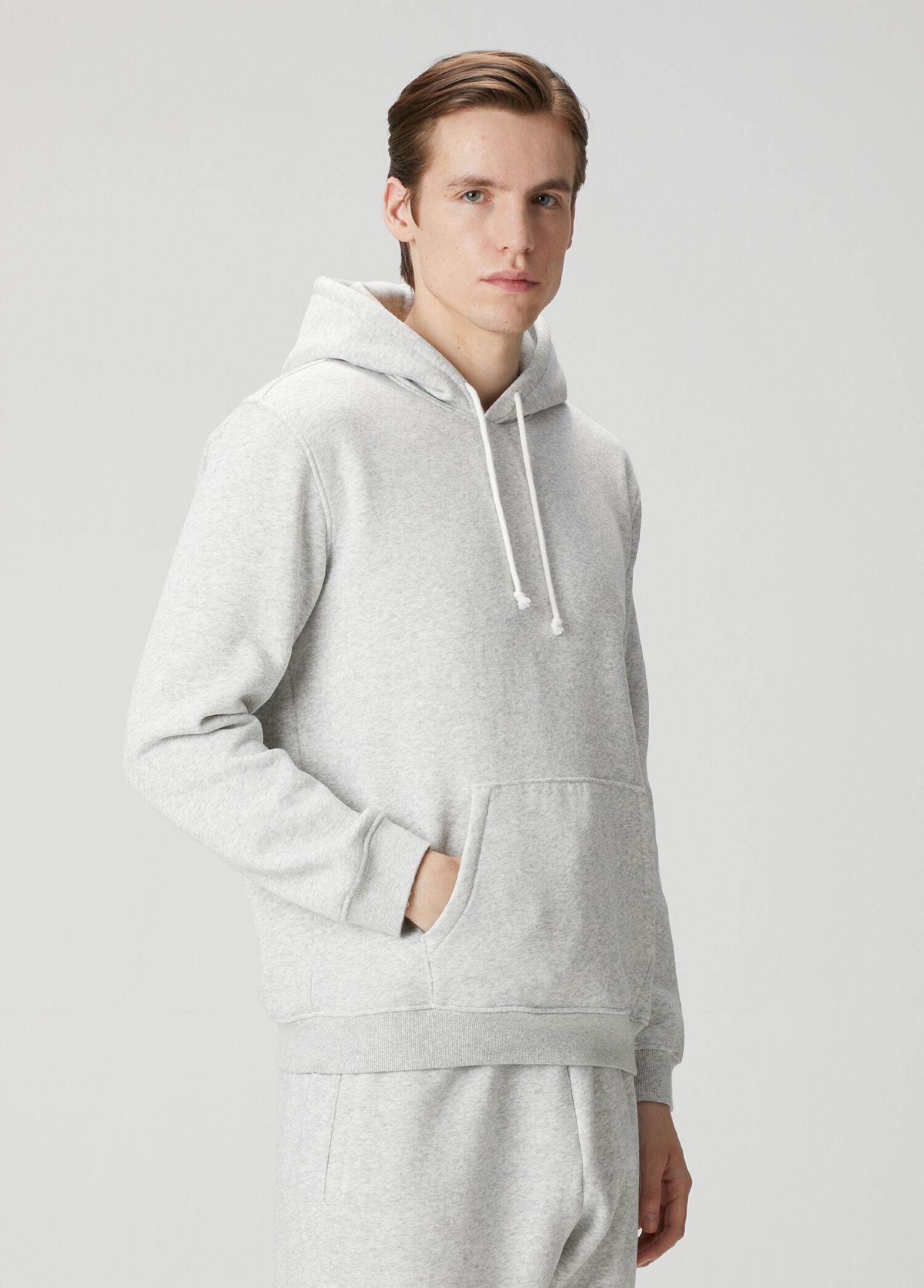 Classic Açık Gri Kapüşonlu Sweatshirt