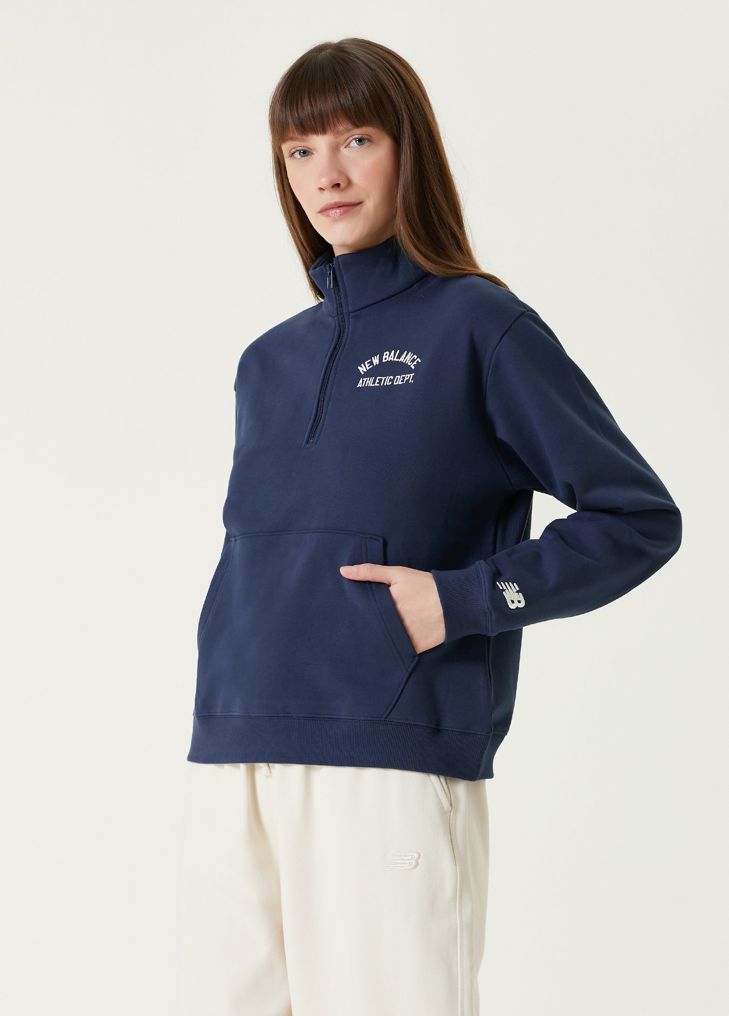 Lacivert Fermuarlı Sweatshirt