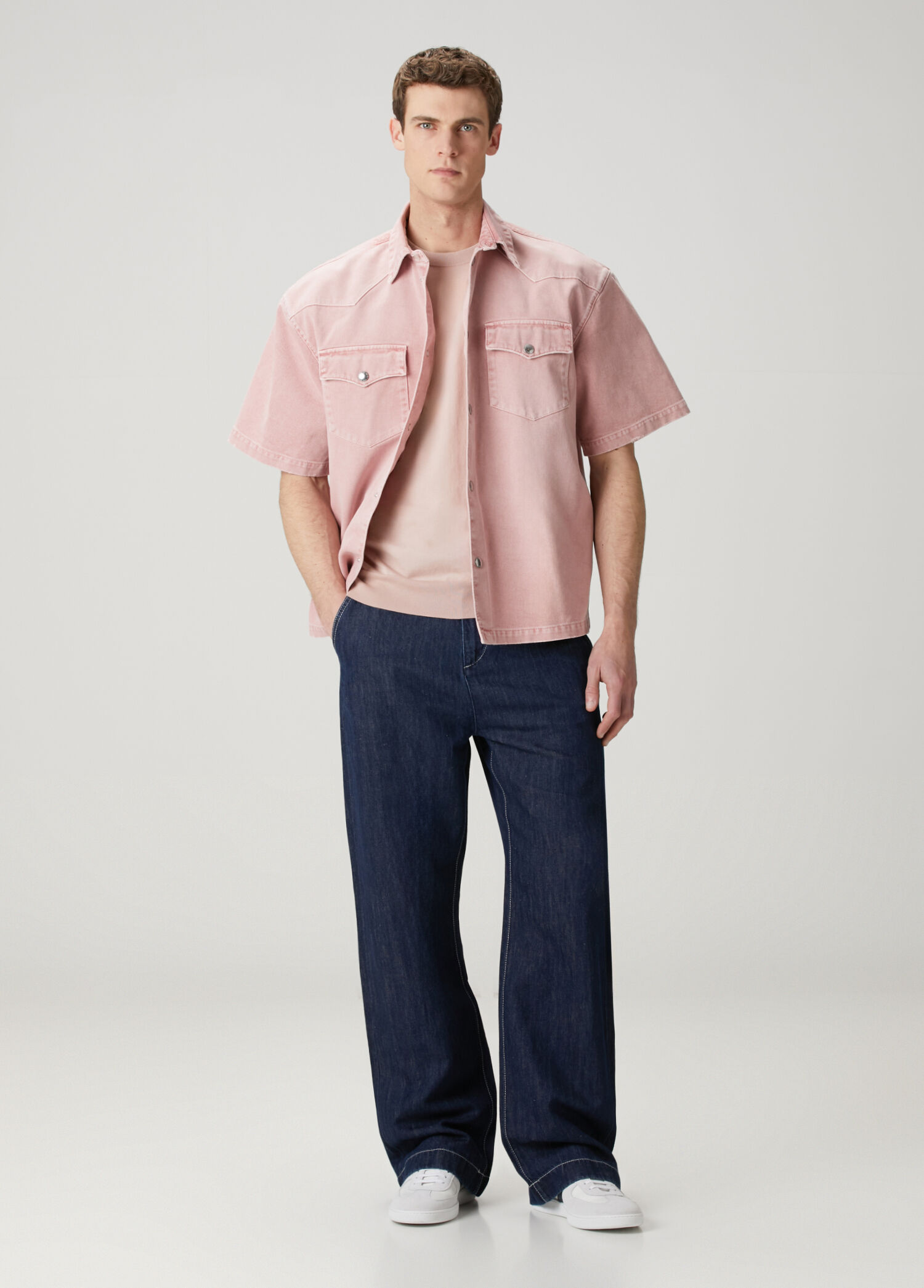 Lacivert Wide Leg Chino Jean Pantolon