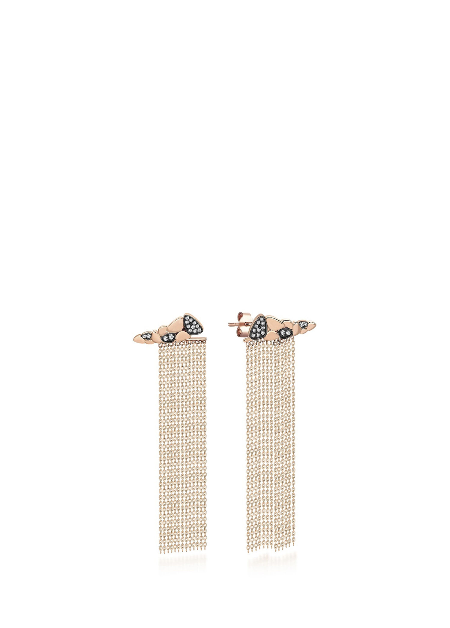 Path and Track Earrings Pırlanta Taşlı 14 Ayar Altın Kadın Küpe