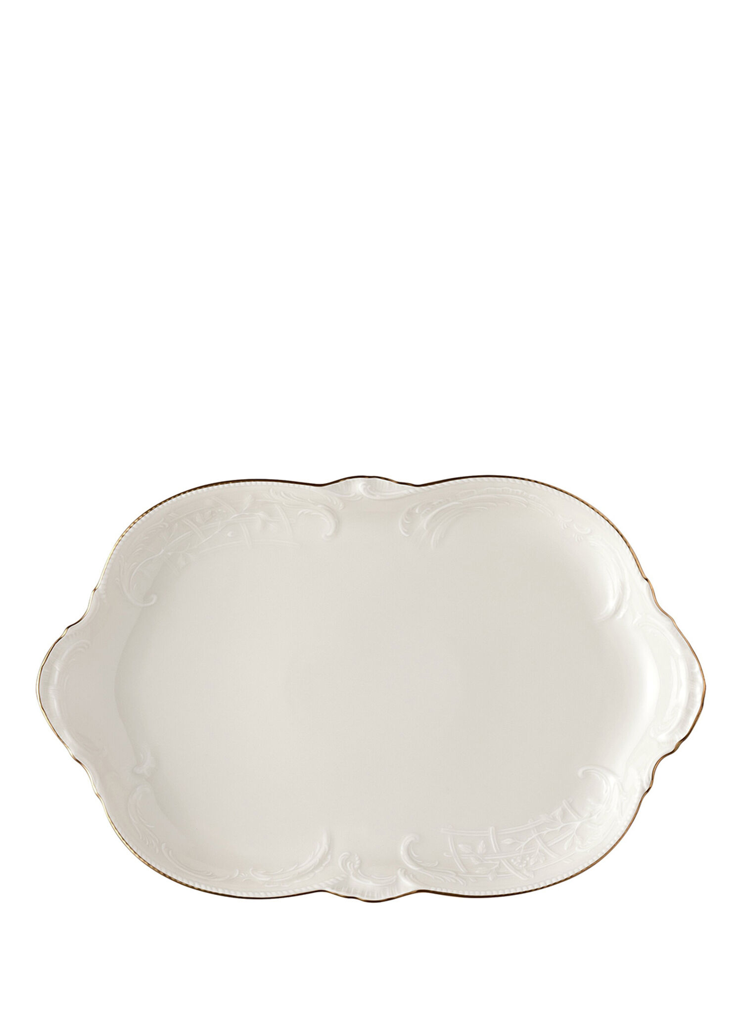 Sanssouci Elfenbein Gold Porselen Oval Servis Tabağı 38 cm