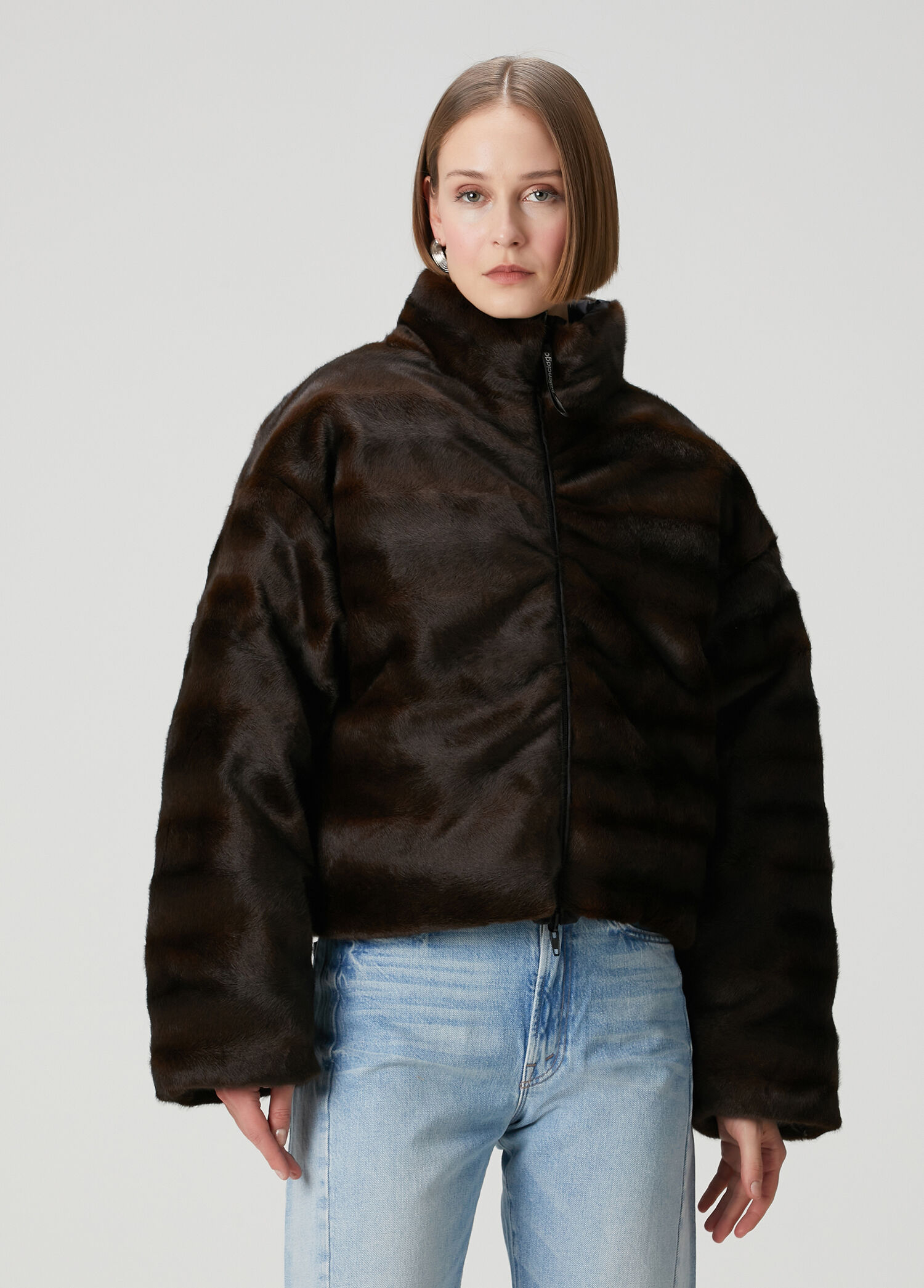 Siyah Çift Taraflı Puffer Mont