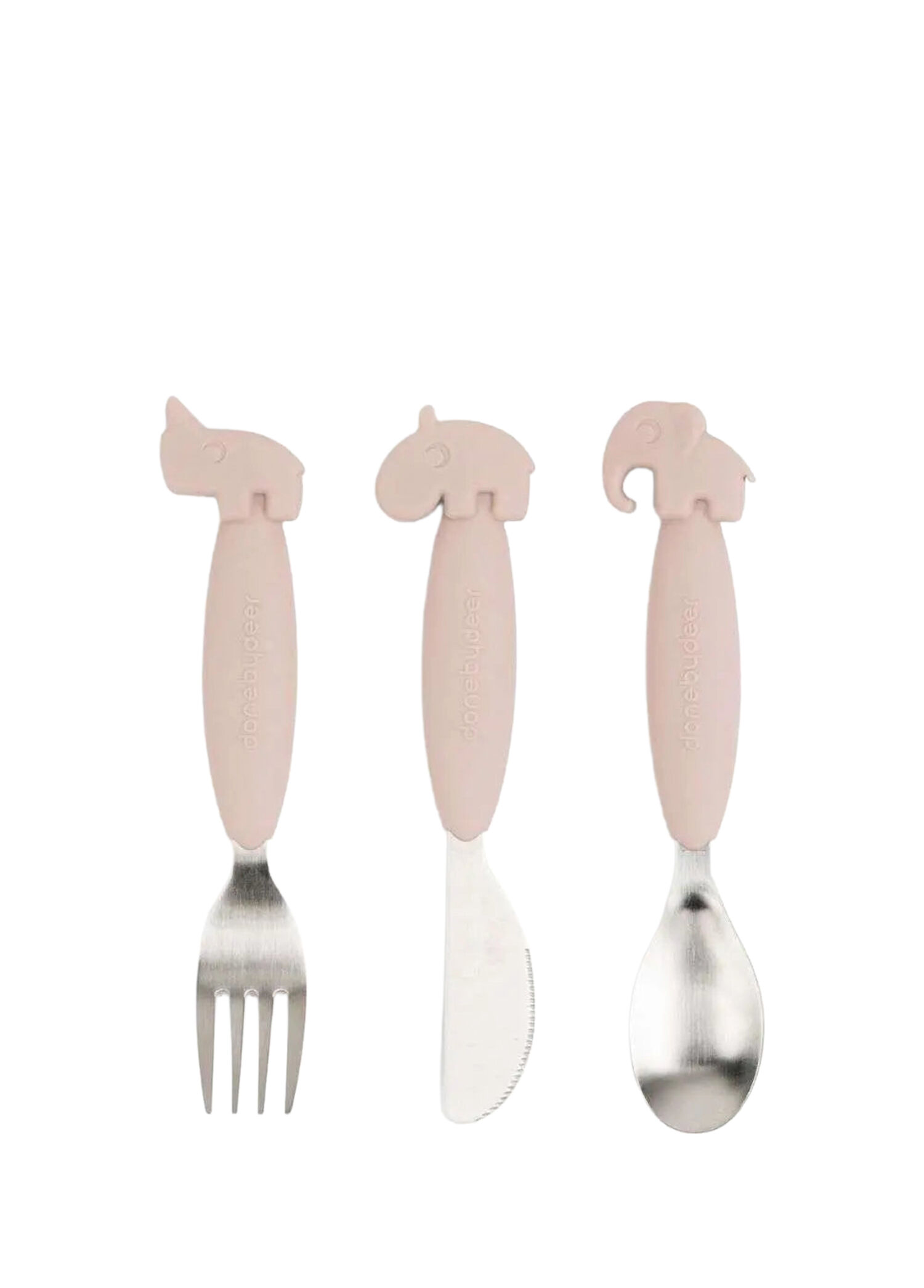 Deer Friends Pembe Çocuk Çelik Çatal, Kaşık ve Bıçak Seti