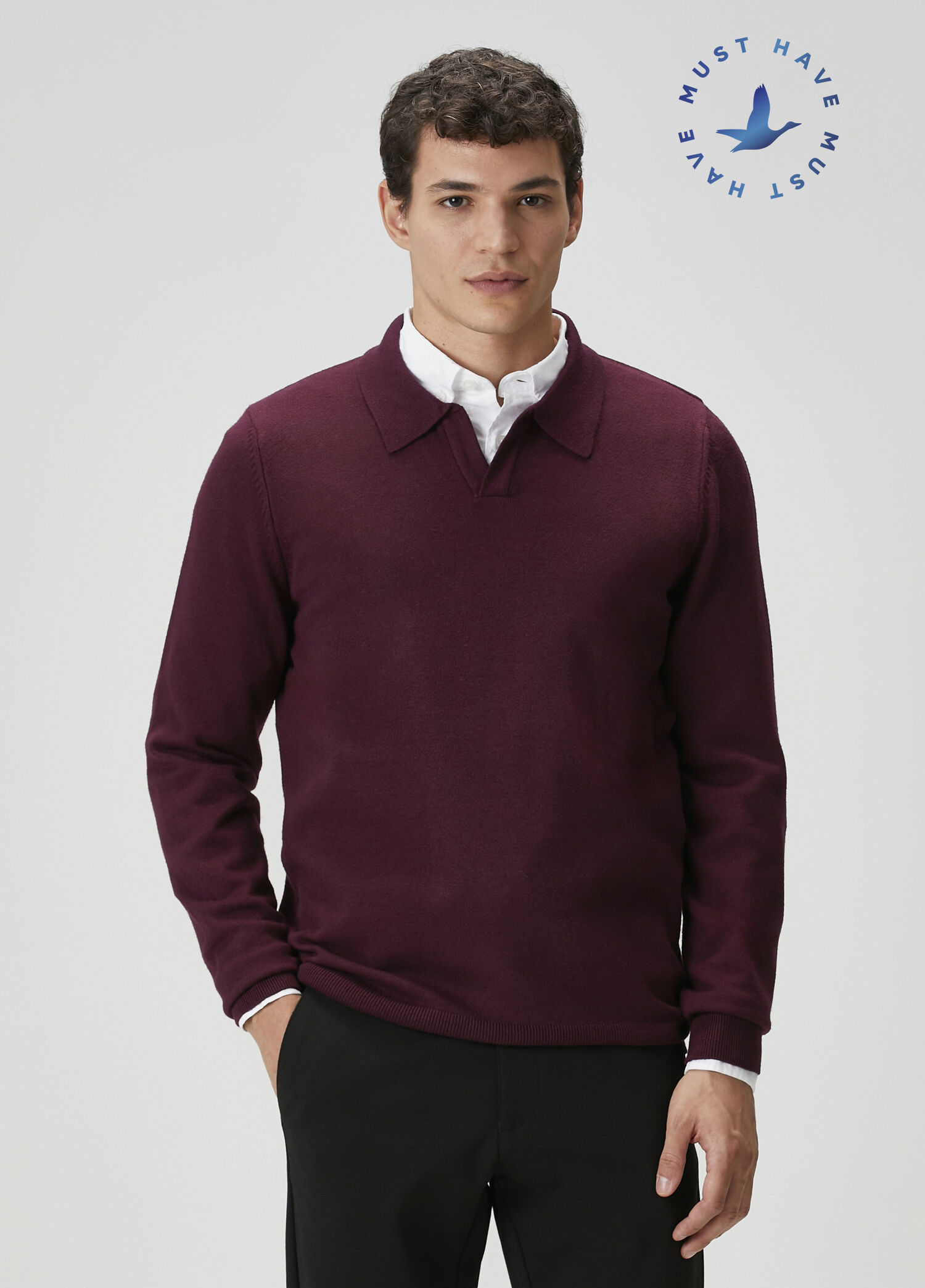 Mürdüm Polo Yaka Triko