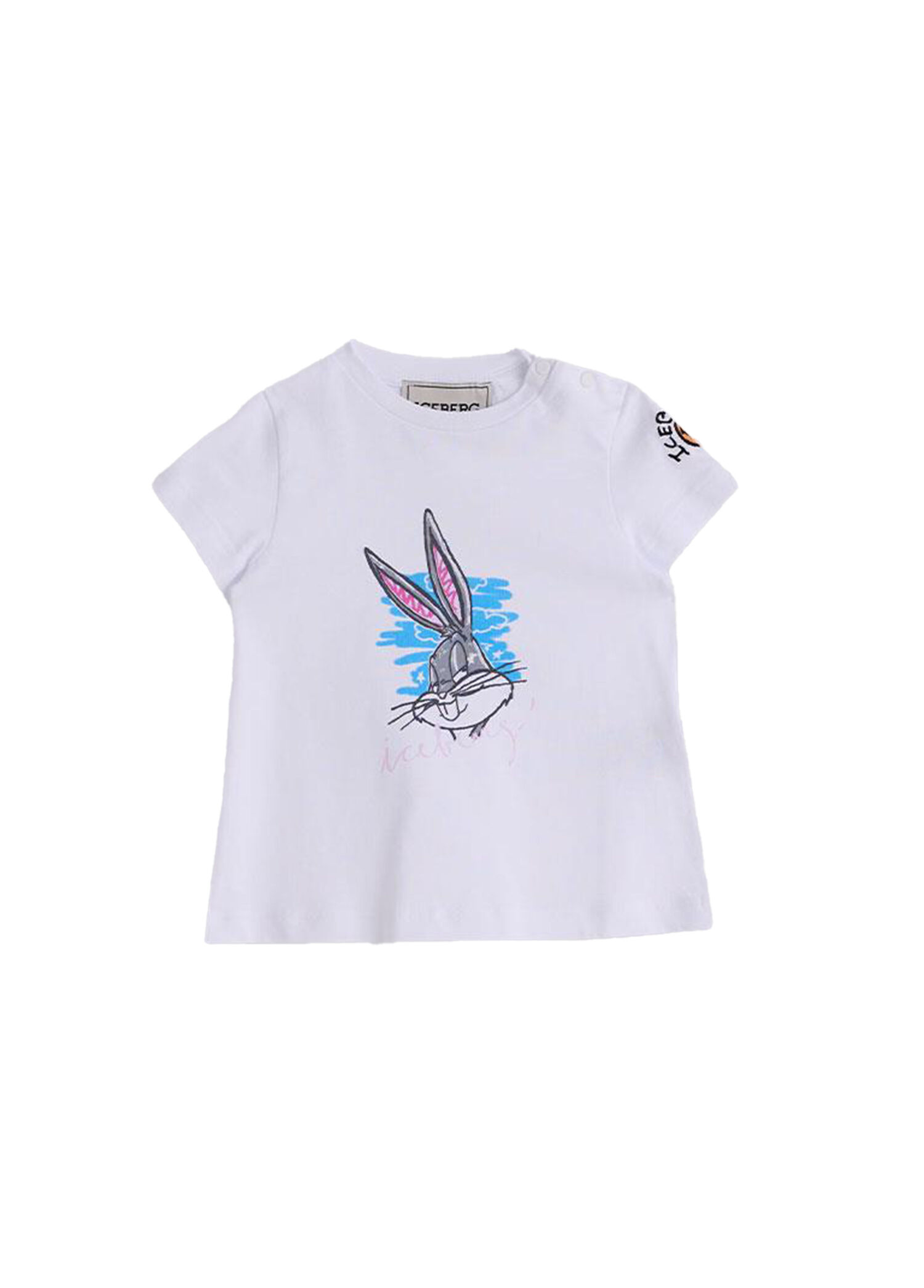 Baskılı Beyaz Kısa Kollu Kız Bebek T-shirt
