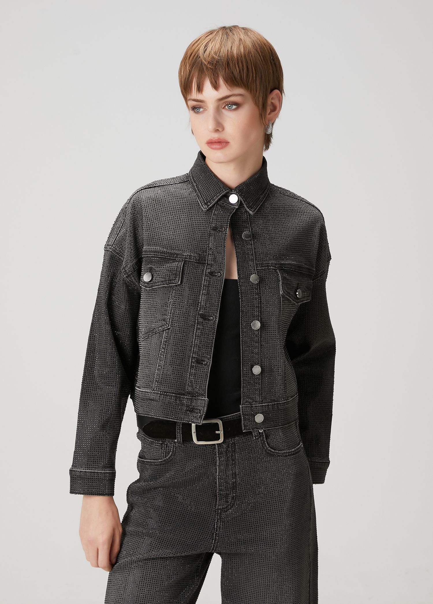 Beymen Club - Dark Gray Embellished Denim Jacket