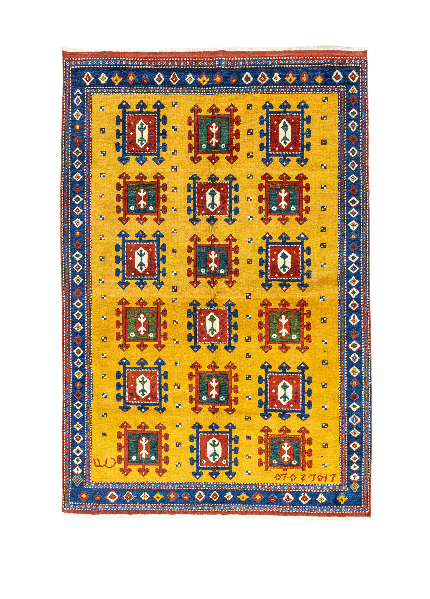 Hevi El Dokuma Sarı Yün Halı 161x237 cm
