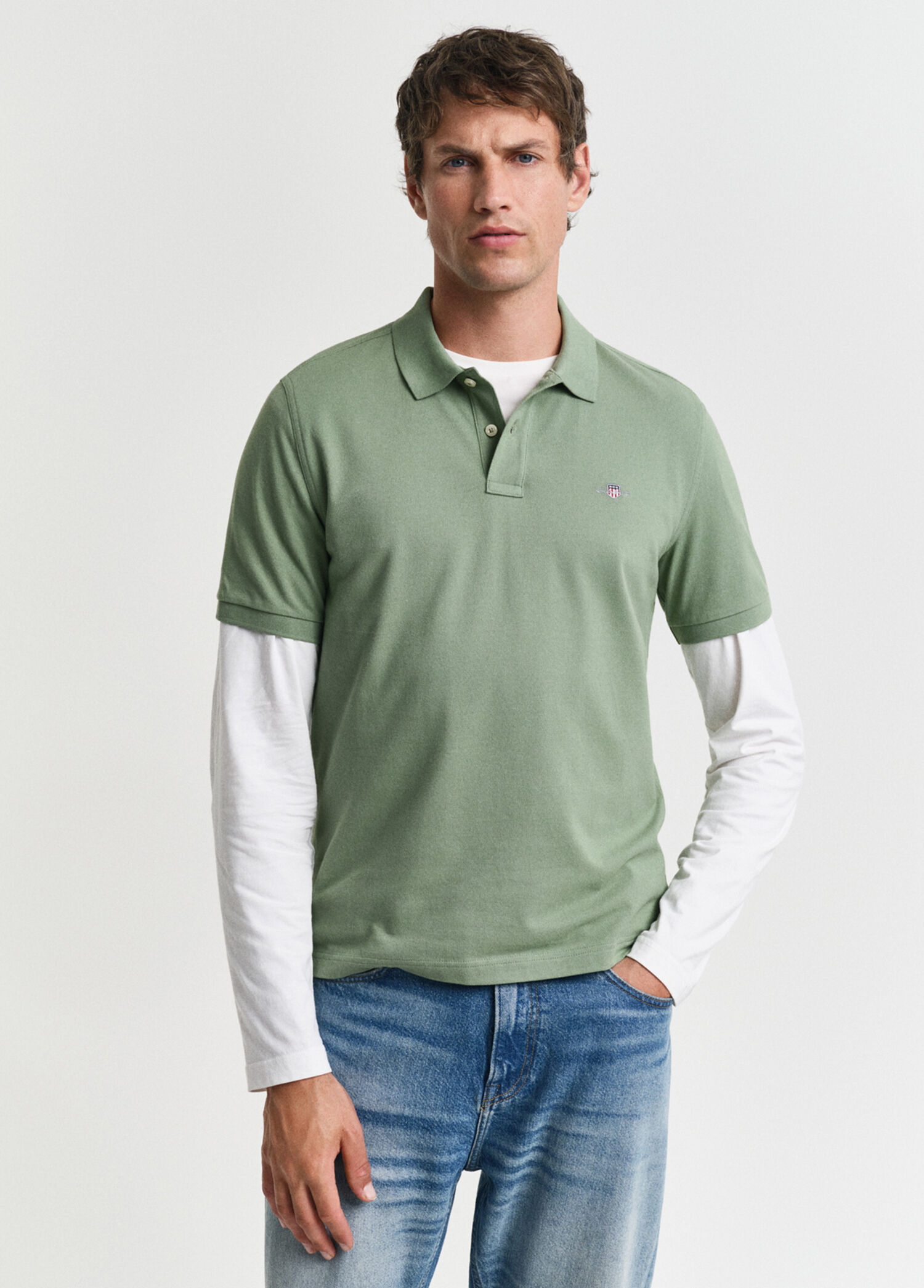 Yeşil Polo Yaka Kısa Kollu Regular Fit Erkek T-Shirt