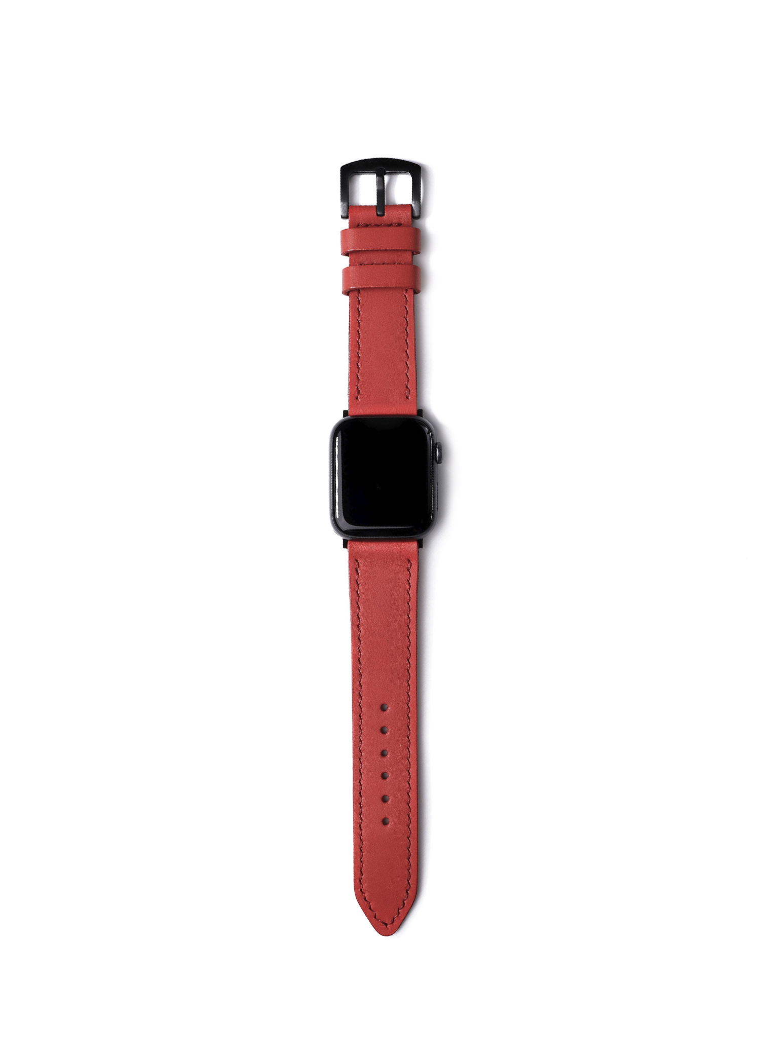 Apple Watch Ultra ve Seri 8 Uyumlu 44mm Çift Katlı Özel Yapım Carmine Deri Kordon