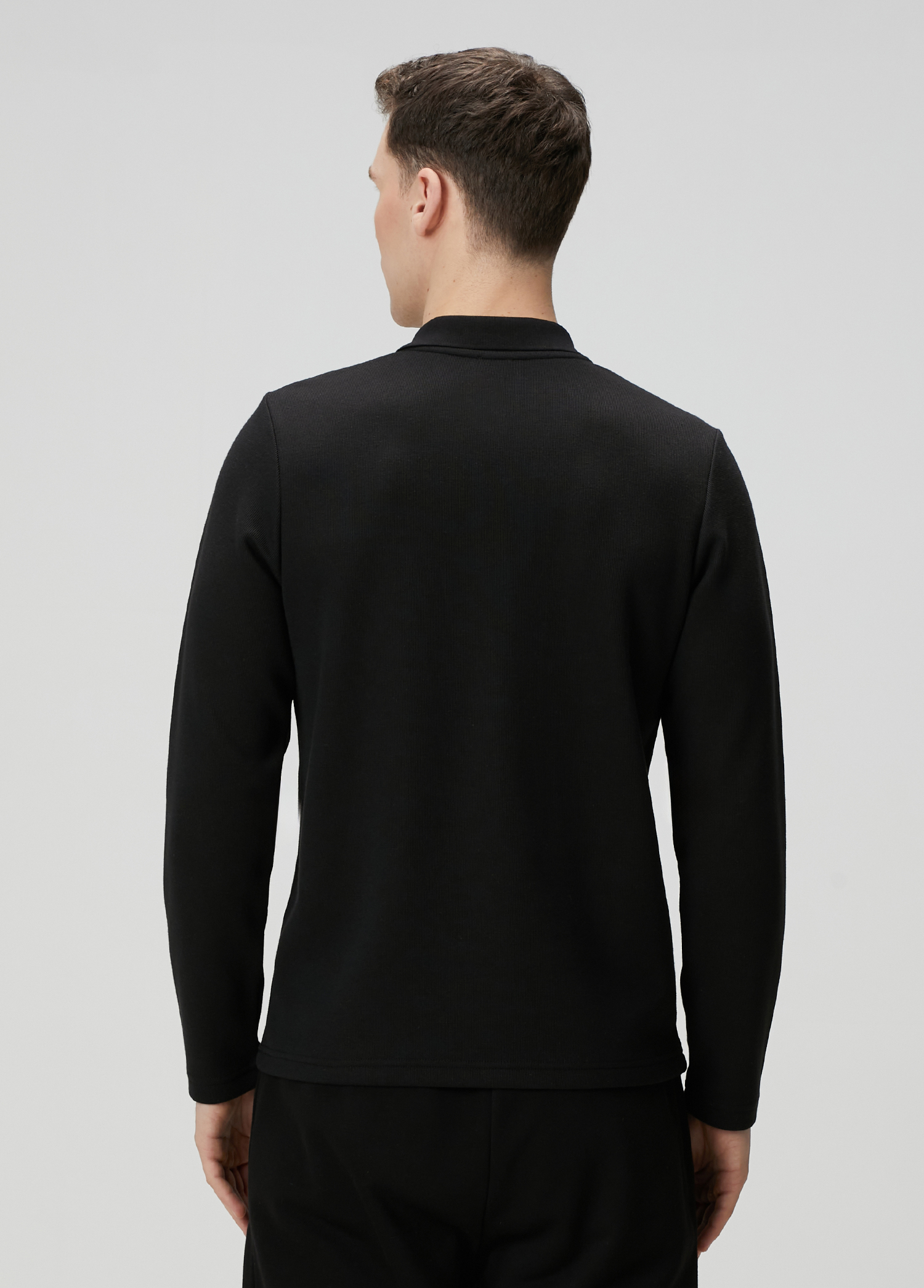 Siyah Polo Yaka Sweatshirt_3