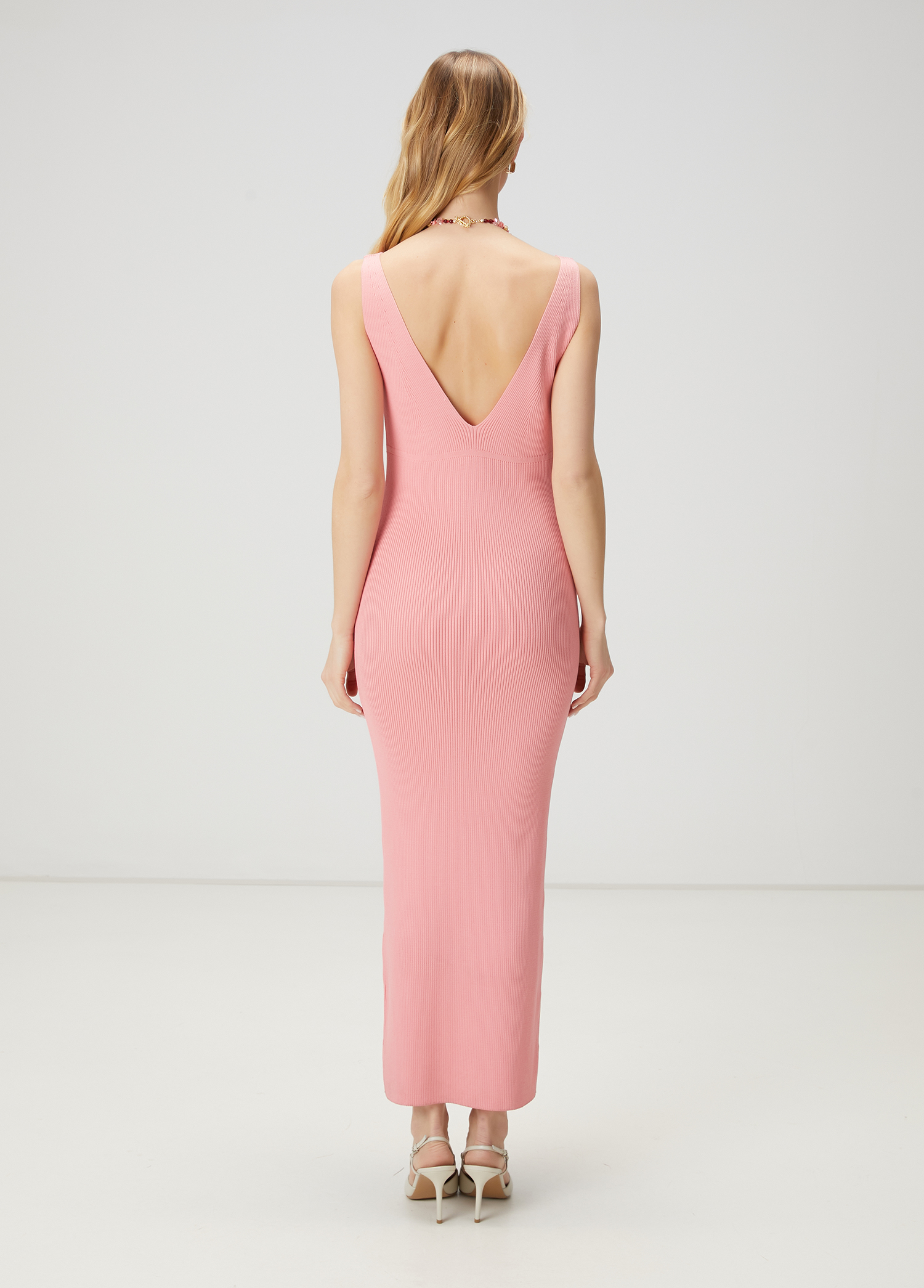 Pembe Maksi Triko Elbise_6