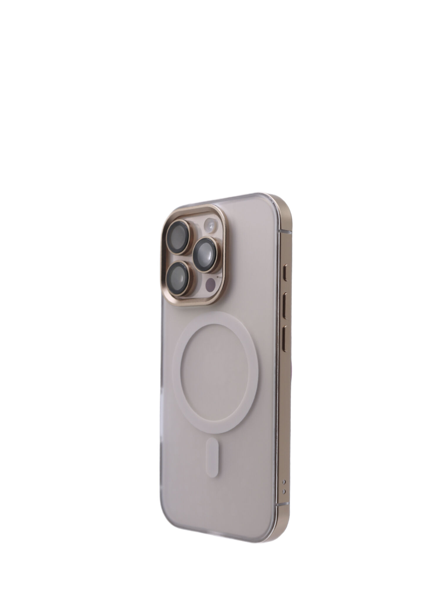 iPhone 16 Pro Magsafe Uyumlu Gold Çerçeveli Telefon Kılıfı