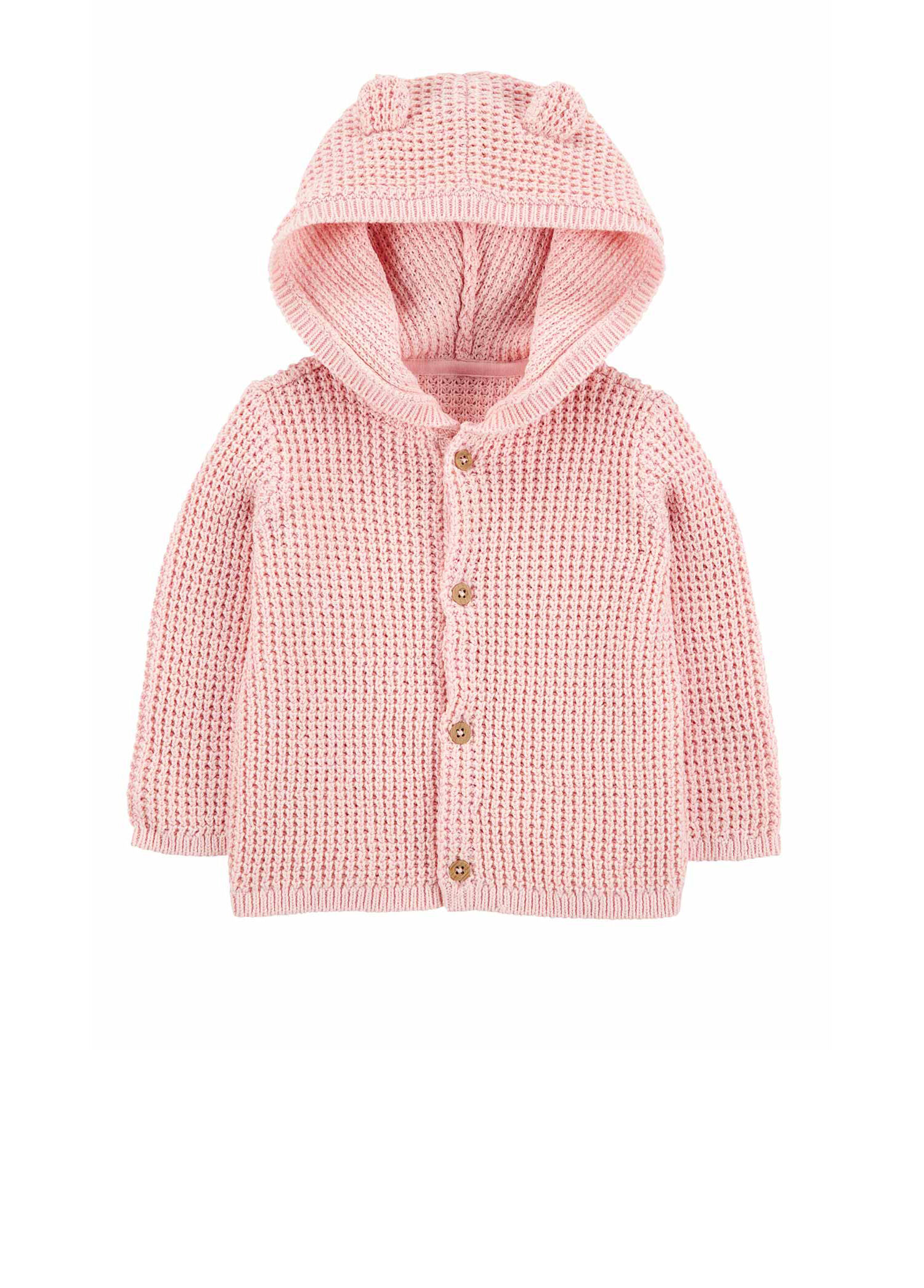 Pembe Kapüşonlu Kız Bebek Hırka