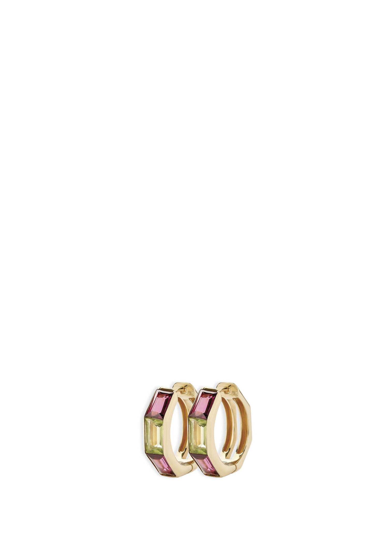 Infinite Glitz Rhodalite ve Peridot Taşlı 14 Ayar Altın Kadın Küpe