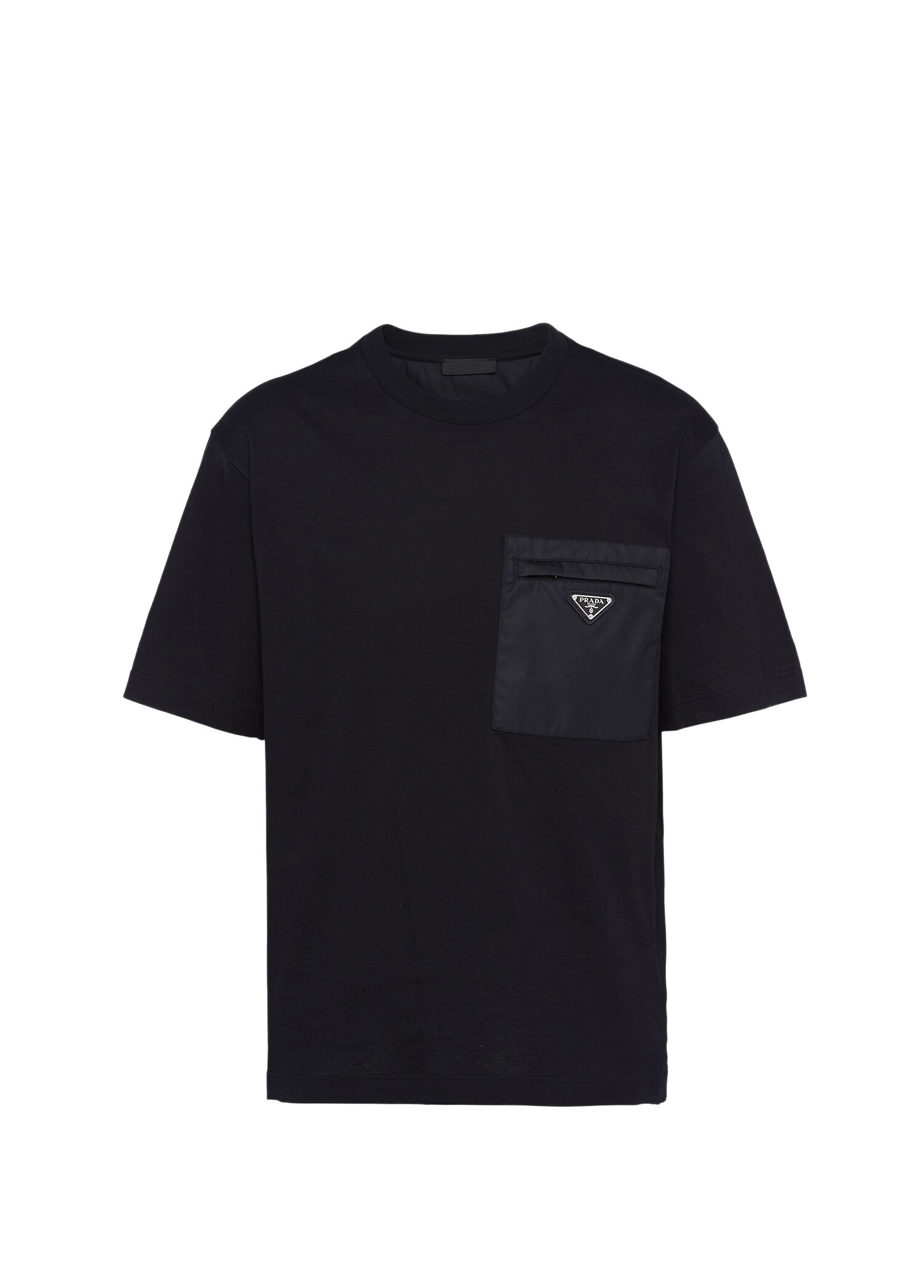 Siyah Re-Nylon ve Jarse Kısa Kollu Erkek T-shirt
