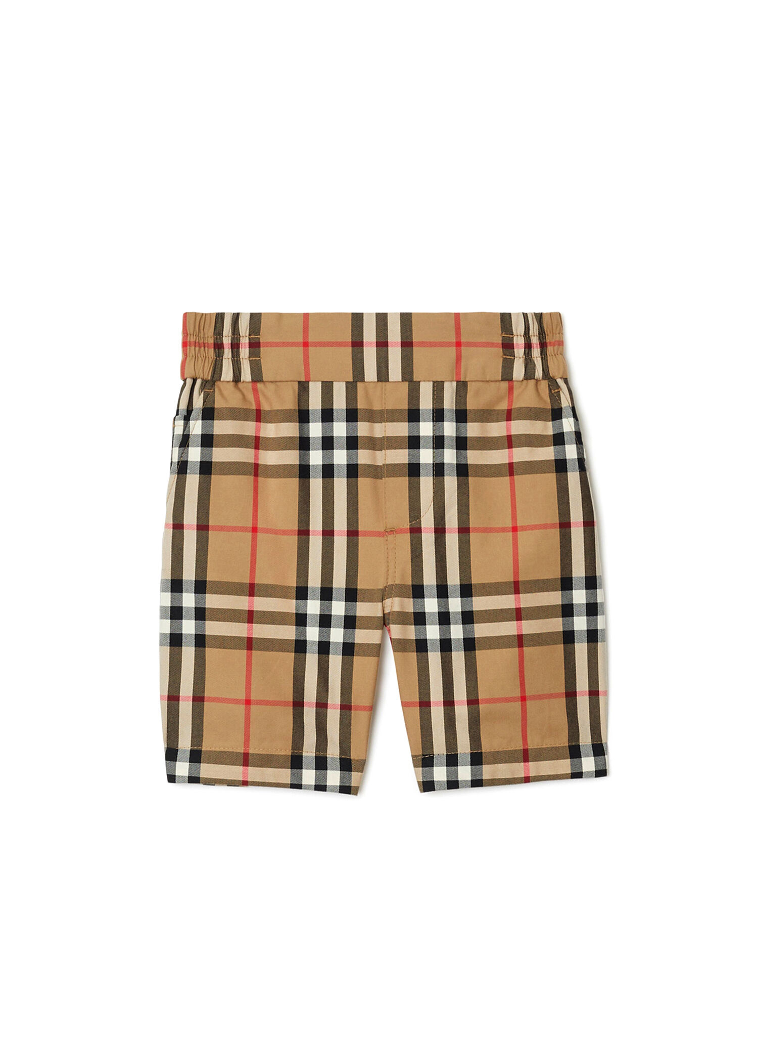 Check Bej Pamuk Unisex Çocuk Şort