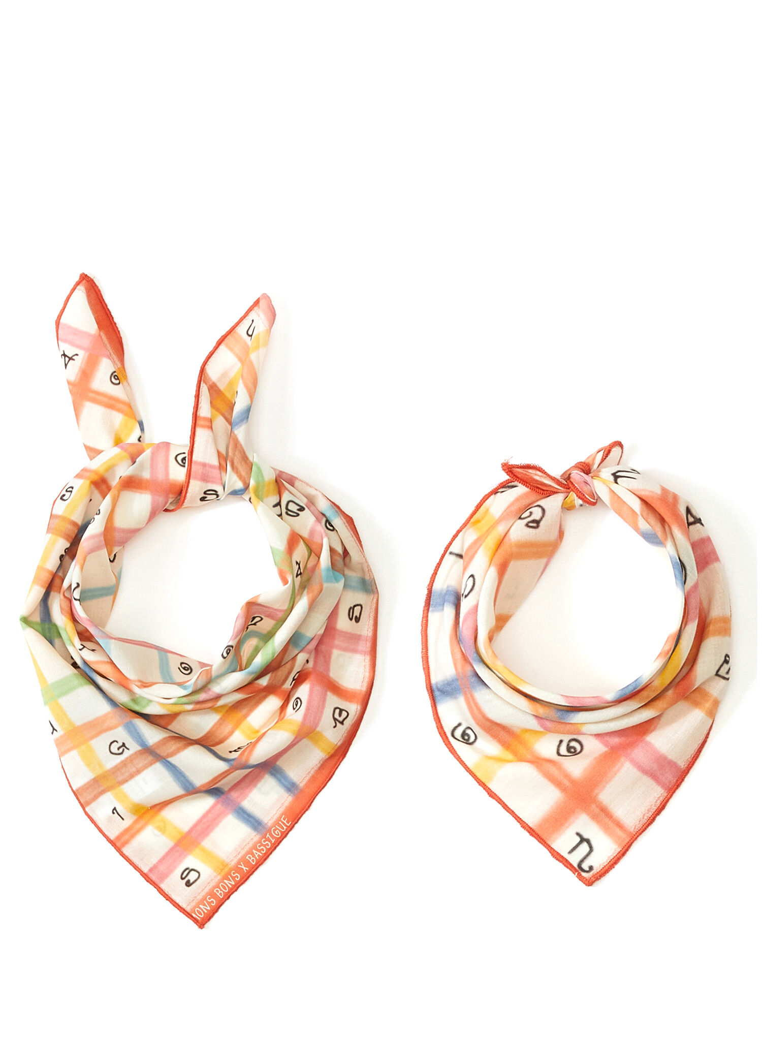 Square Print Renkli 2'li Köpek Bandana Seti