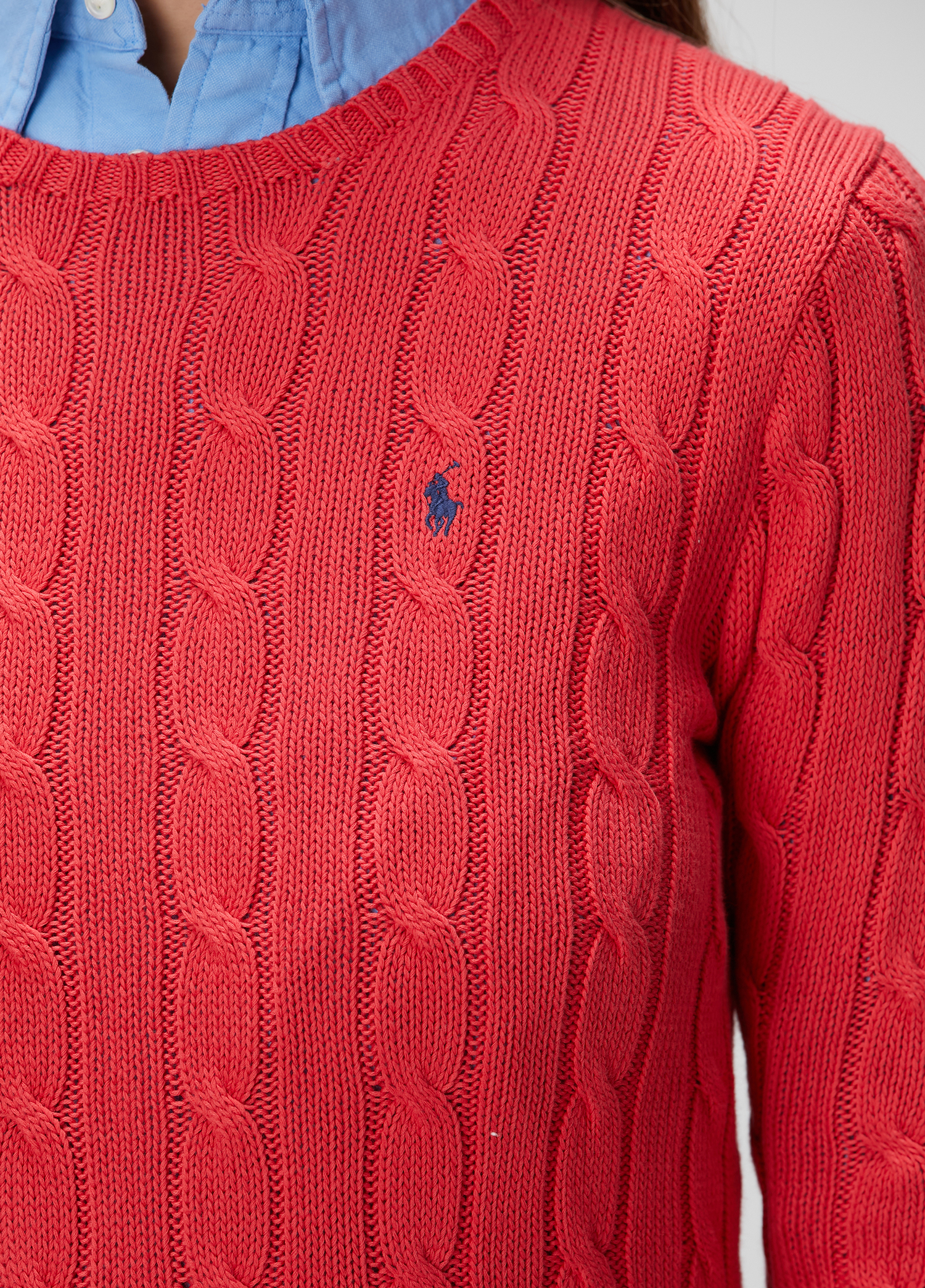 Ralph Lauren Red Cable Knit Sweater Shoulder Buttons Polo Ralph