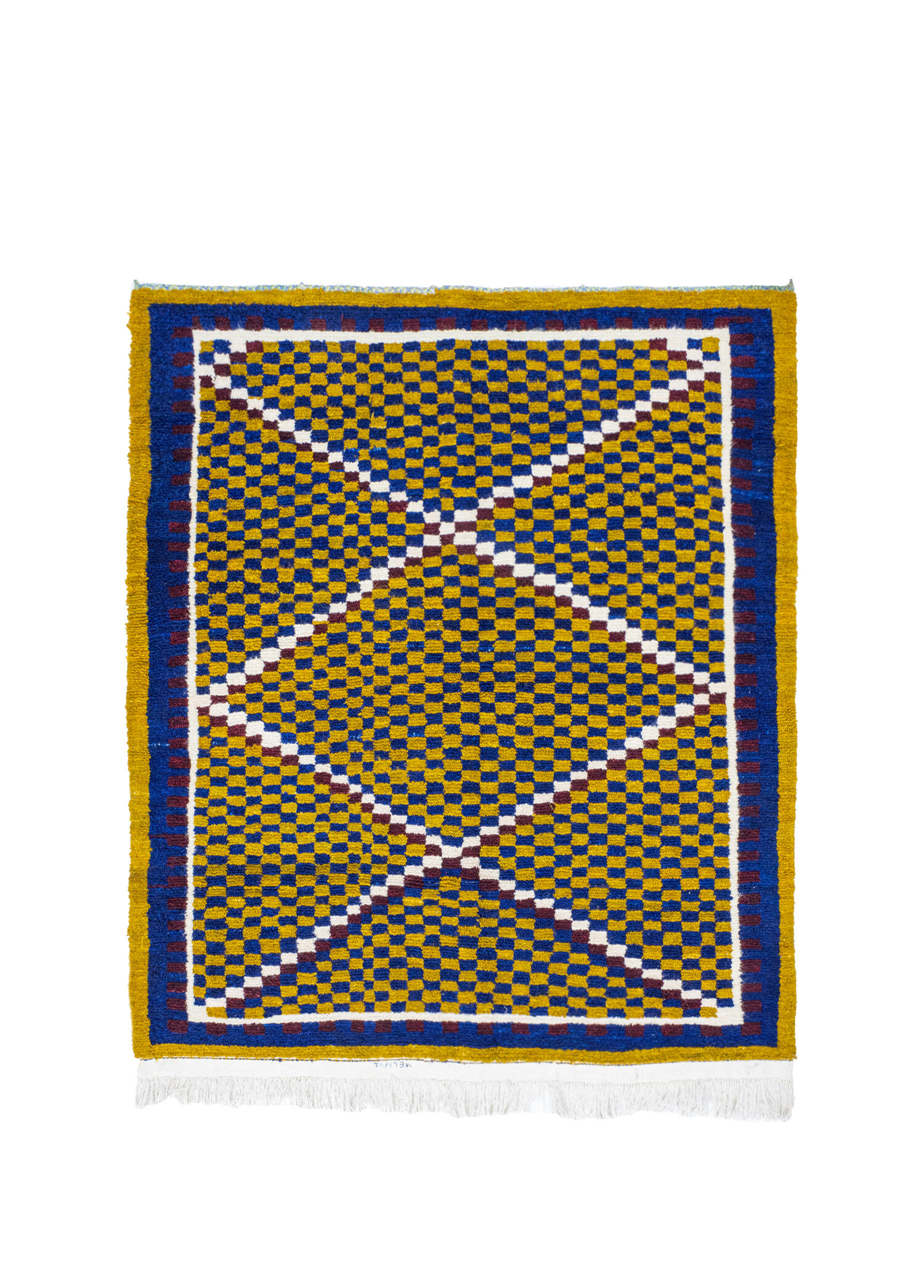 Vintage Damalı Boho Halı 178x185 cm