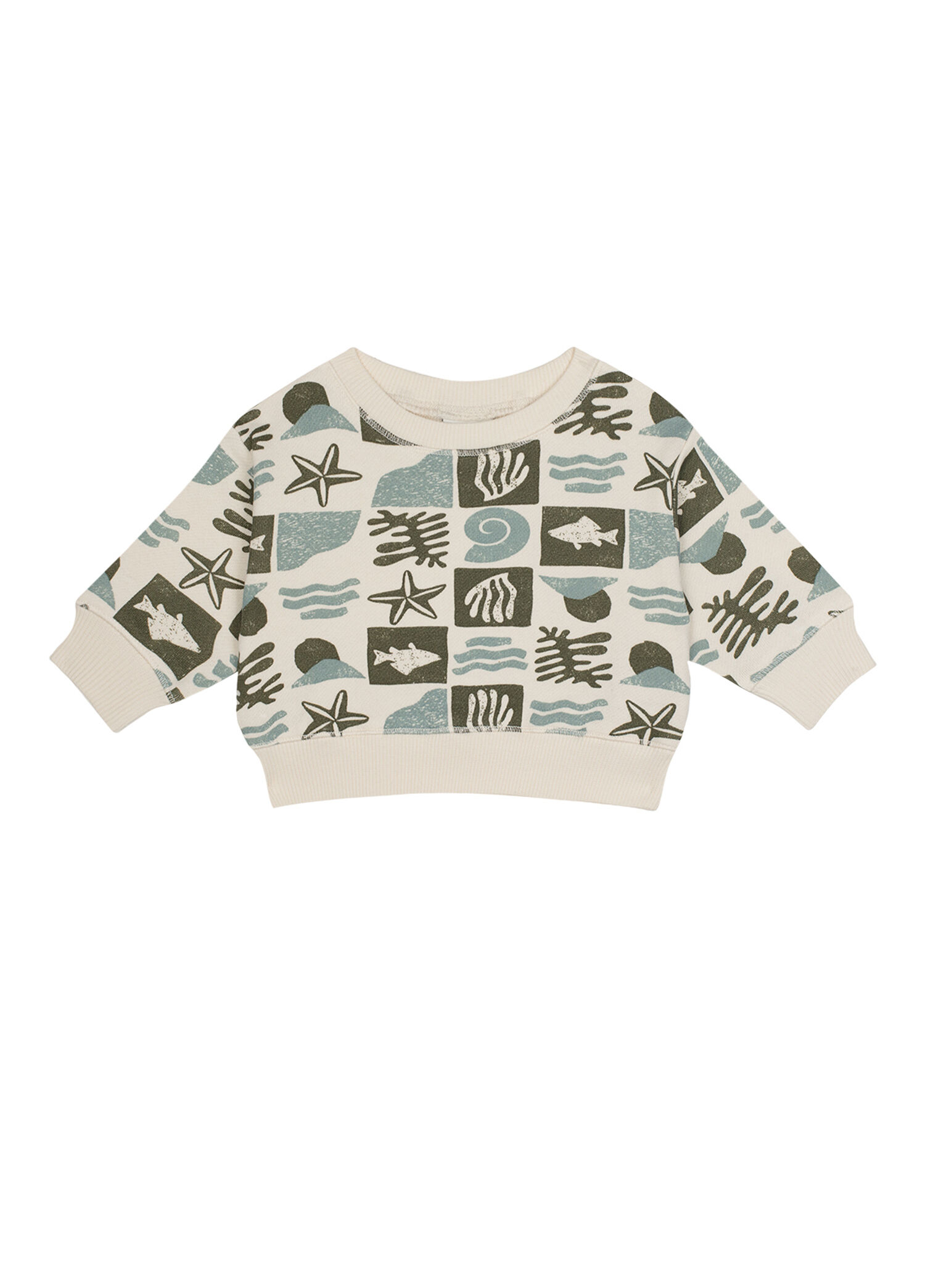 Okyanus Yeşil Desenli Unisex Bebek Sweatshirt