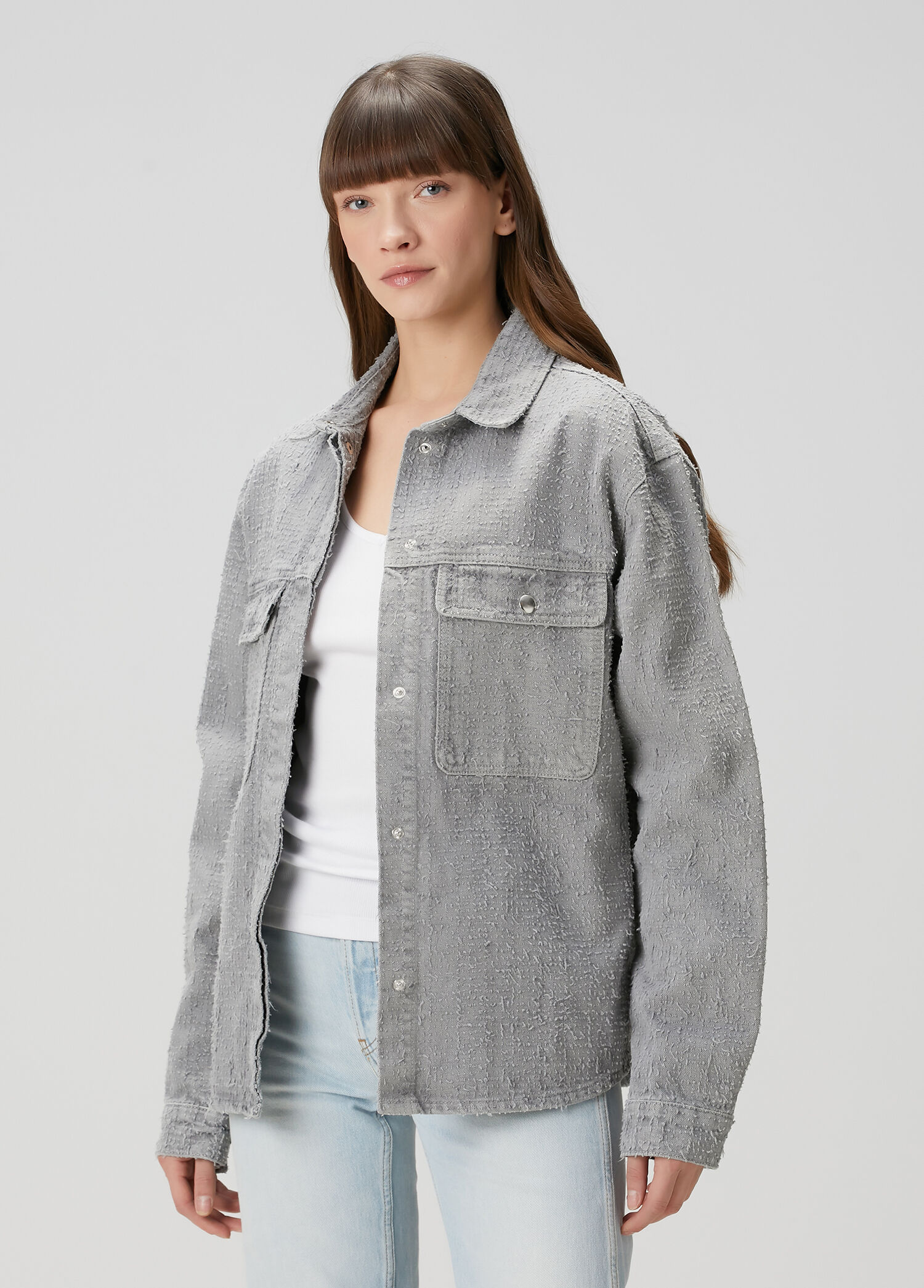 Elisha Gri Denim Gömlek