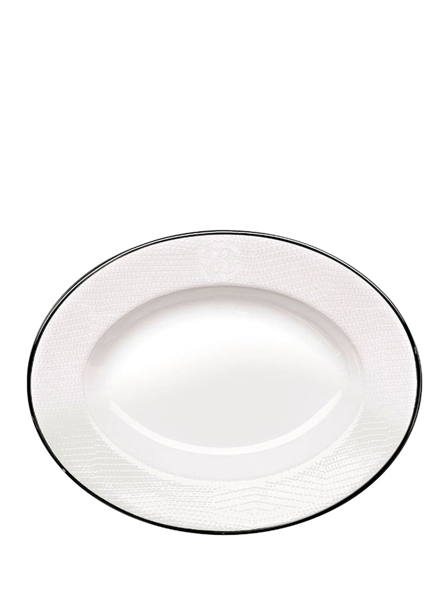 Lizzard Platin Yılan Derisi Desenli Porselen Oval Servis Tabağı 23 cm
