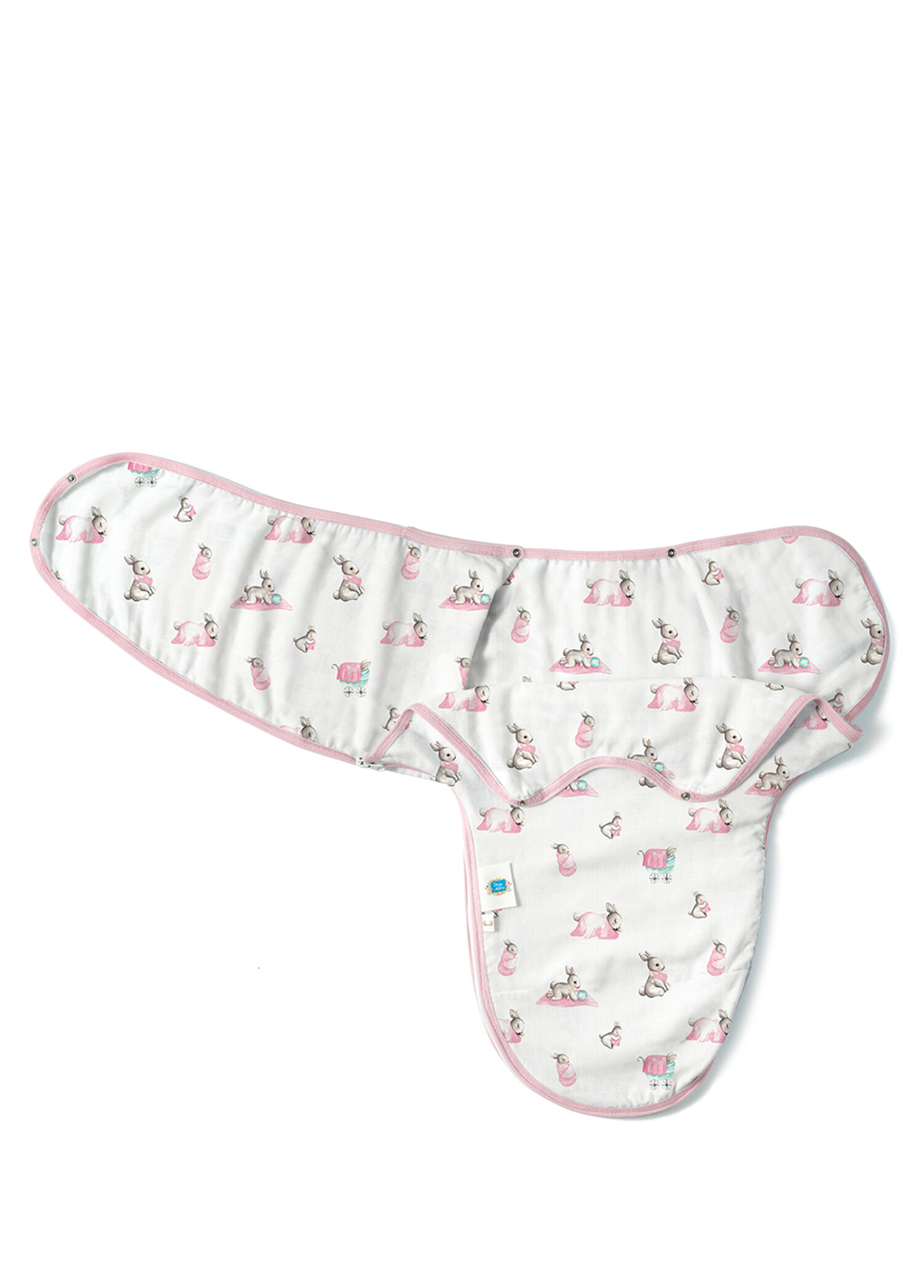 Tavşan Desenli Pembe Müslin Bebek Hazır Kundak