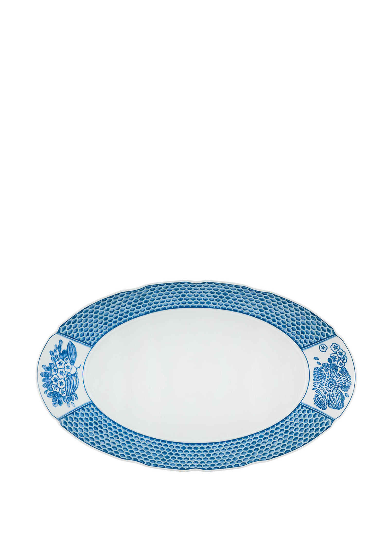 Coraline Mavi Oval Porselen Servis Tabağı