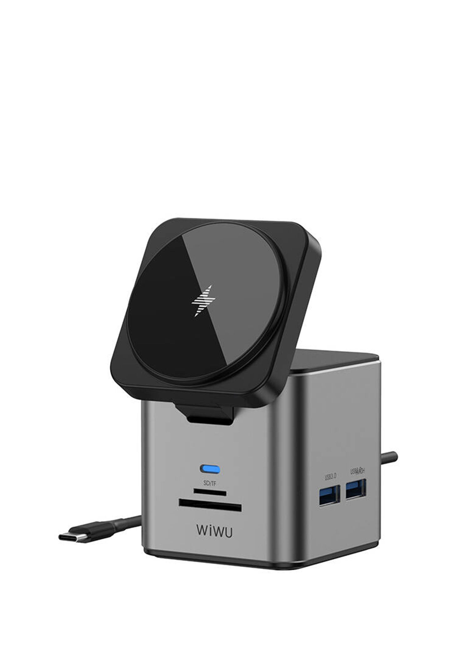 9in1 Hub USB 3.0 SD TF HDMI RJ45 Gri Magsafe PD Şarj Standı 100W