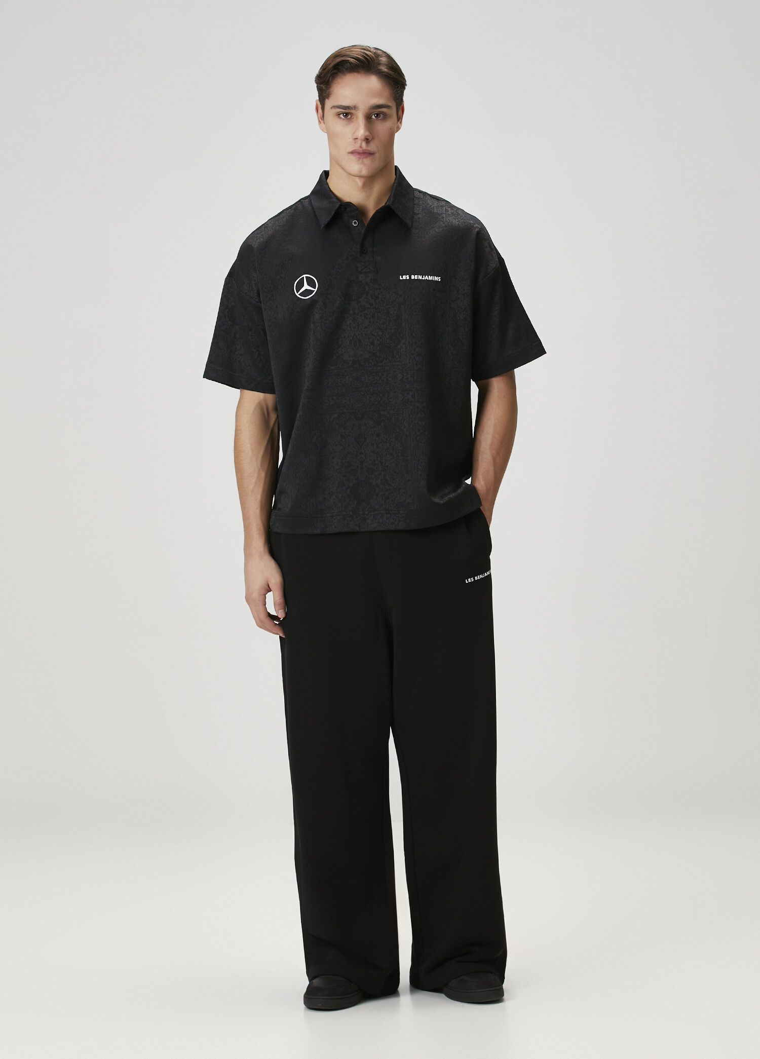 Les Benjamins Siyah Erkek Siyah Polo Yaka Desenli T-shirt 1859095