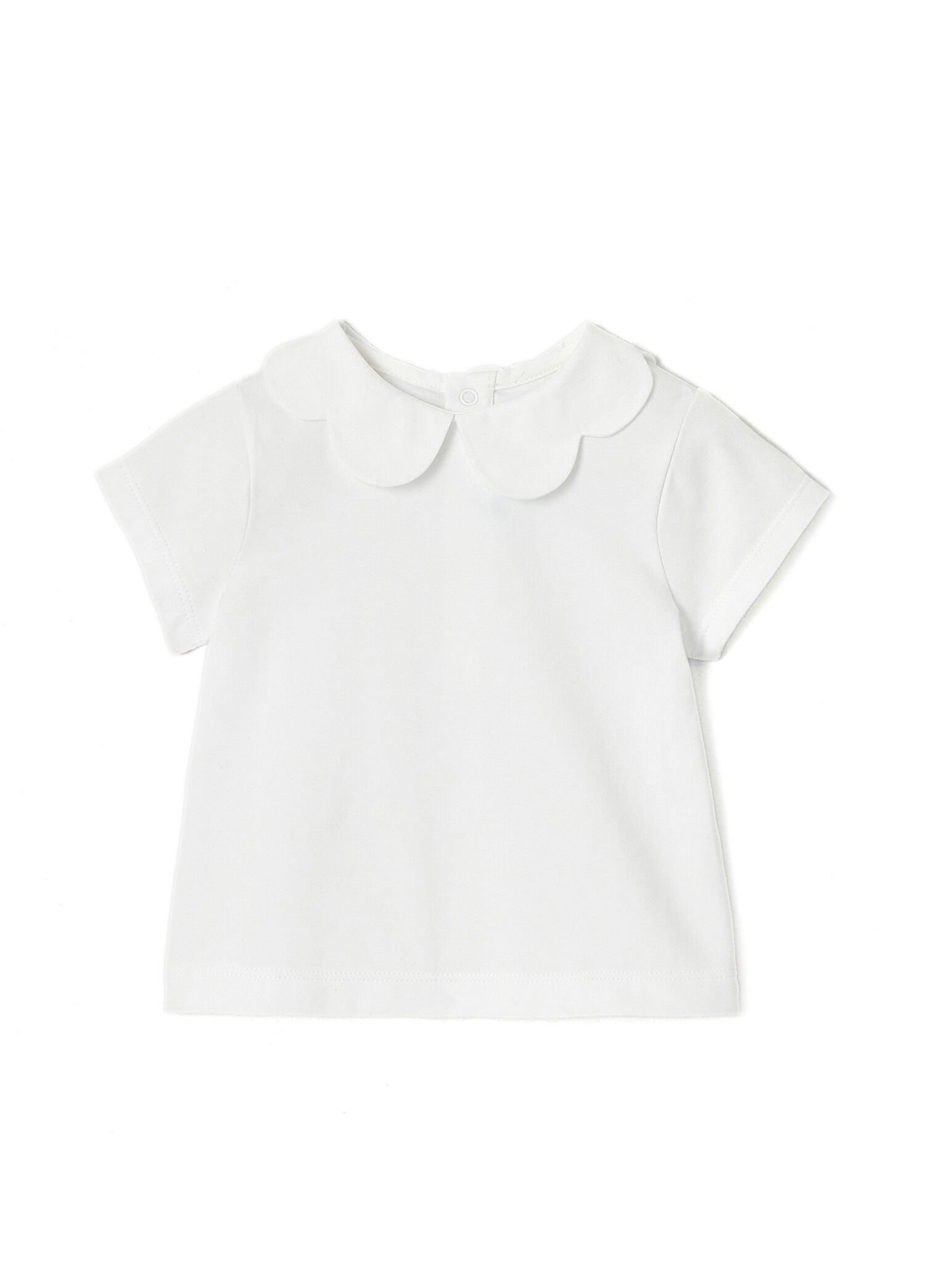 Beyaz Fistolu Yaka Kız Bebek T-shirt