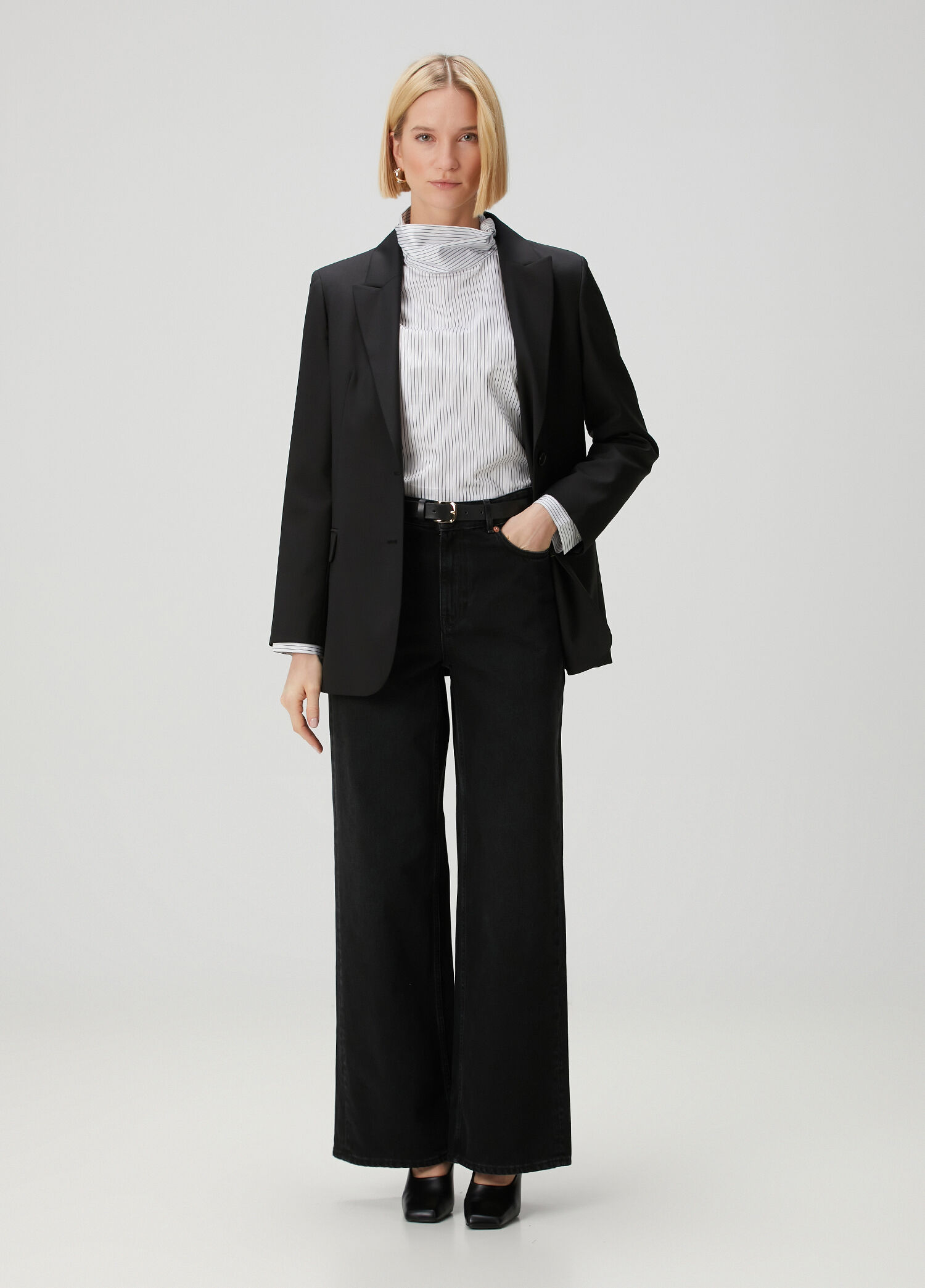 Siyah Wide Leg Jean Pantolon