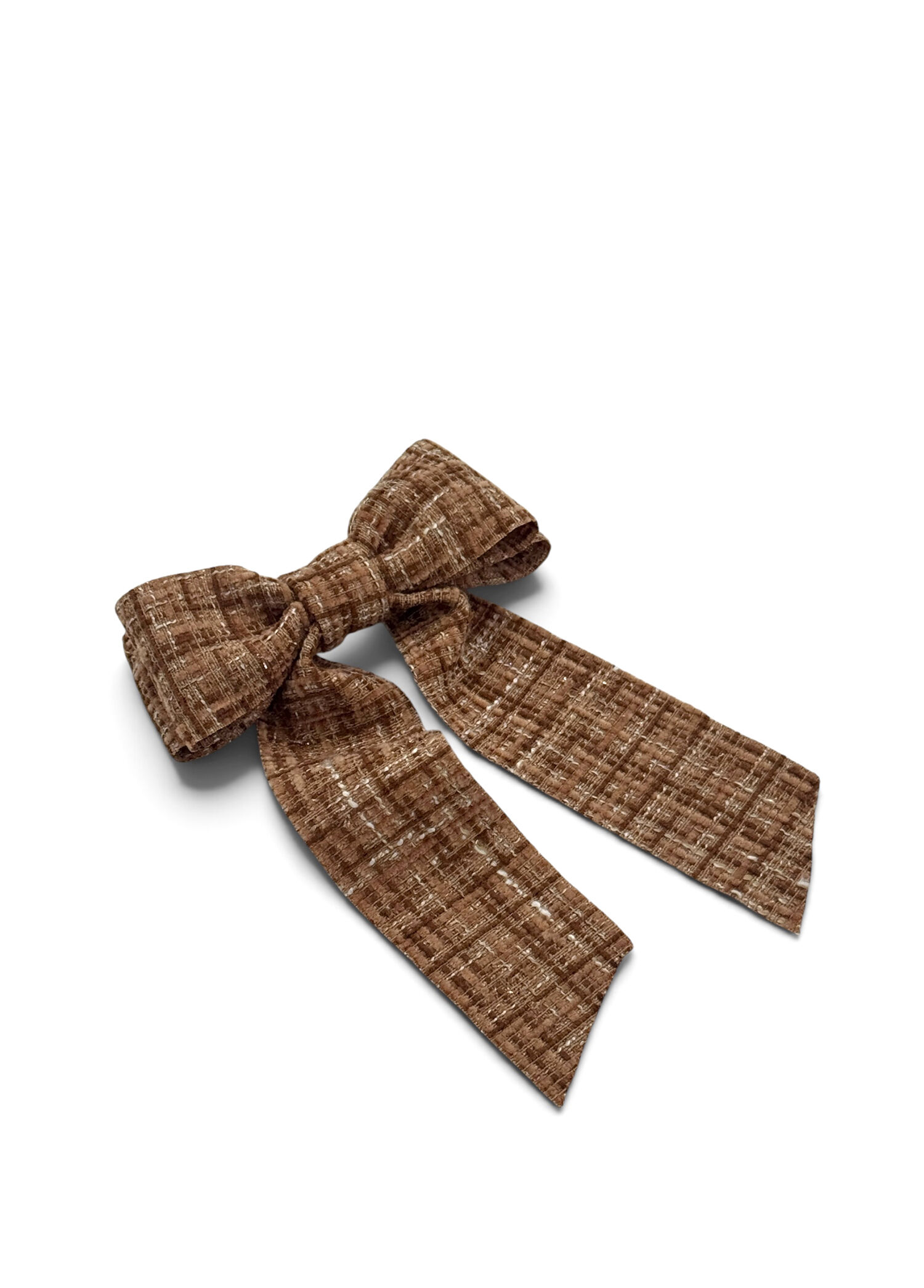 Maya Tweed Brown Bow Kadın Toka