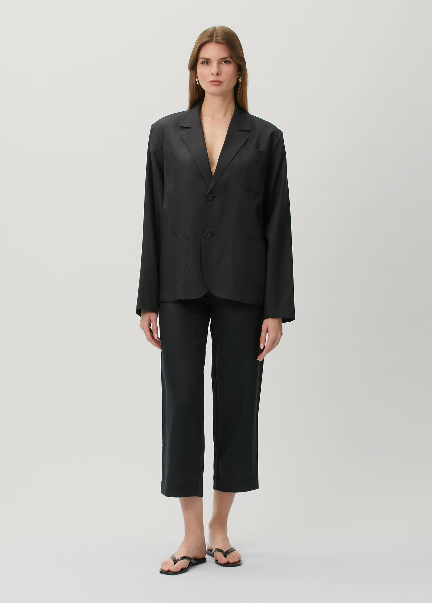 Plant Black Linen Pants