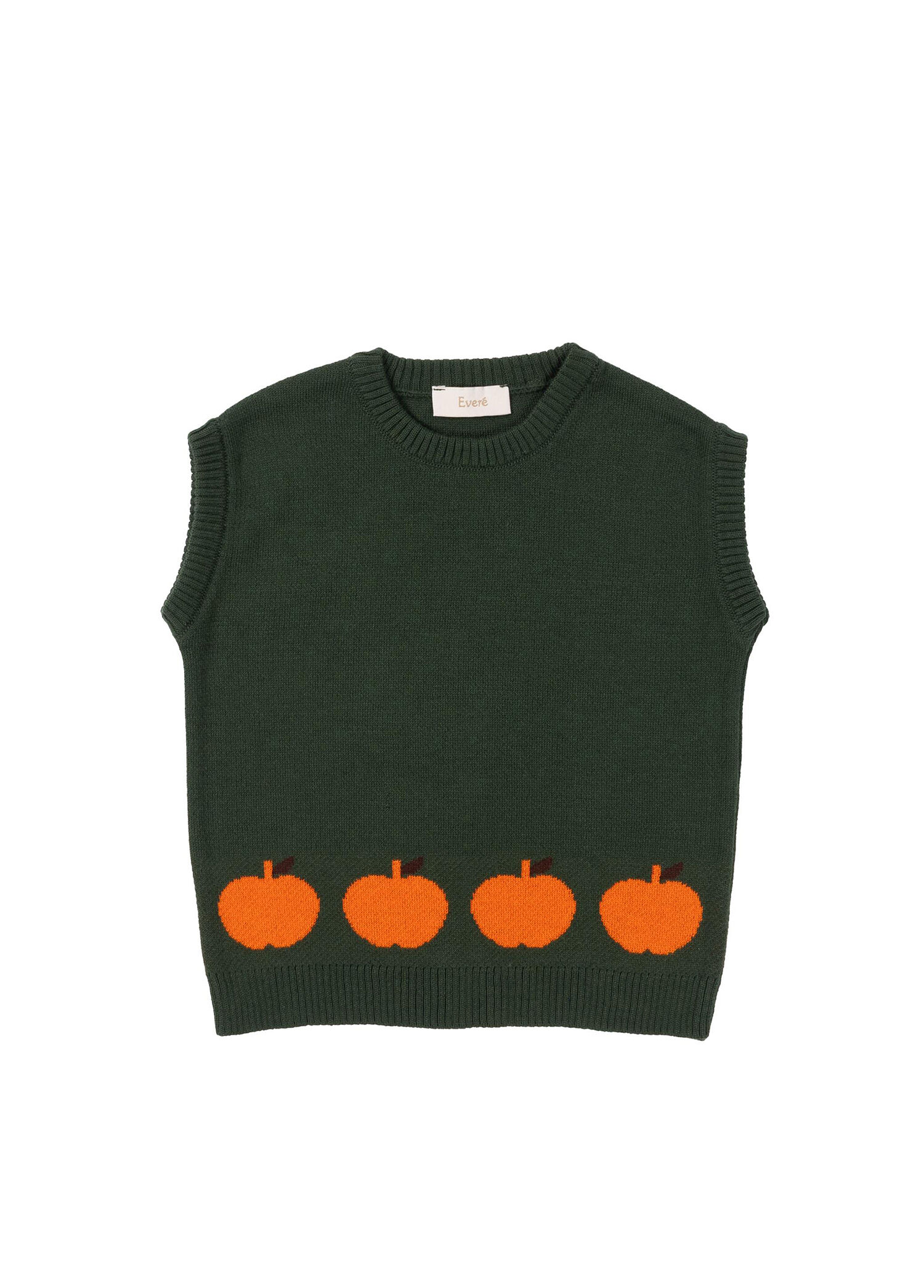Apple Garden Elma Desenli Koyu Yeşil Unisex Çocuk Triko Süveter