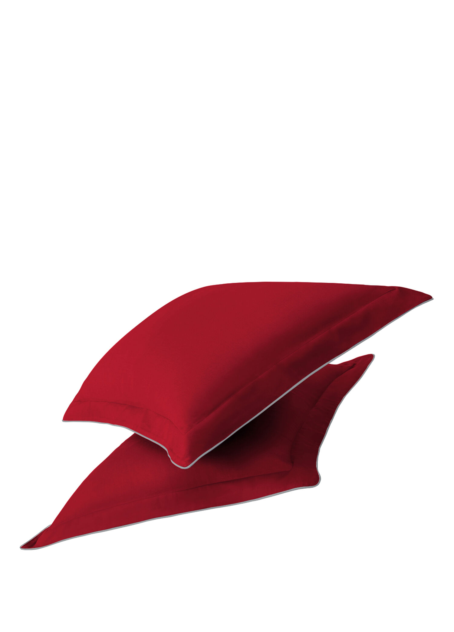 Gri Biyeli Kırmızı Oxford Yastık Kılıfı 50x70 cm