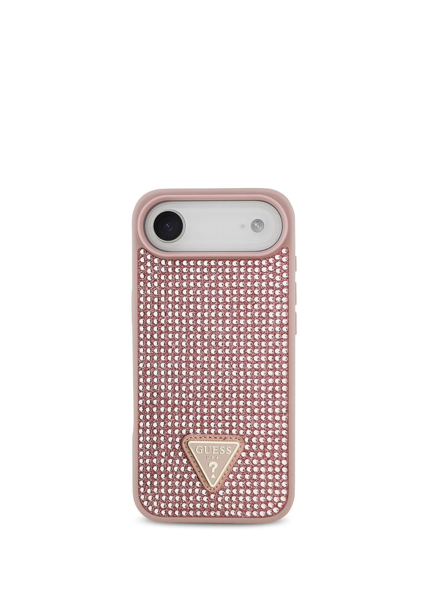 Guess - iPhone 17 Air Taşlı Arka Yüzey Üçgen Logolu Telefon Kılıfı - Pembe