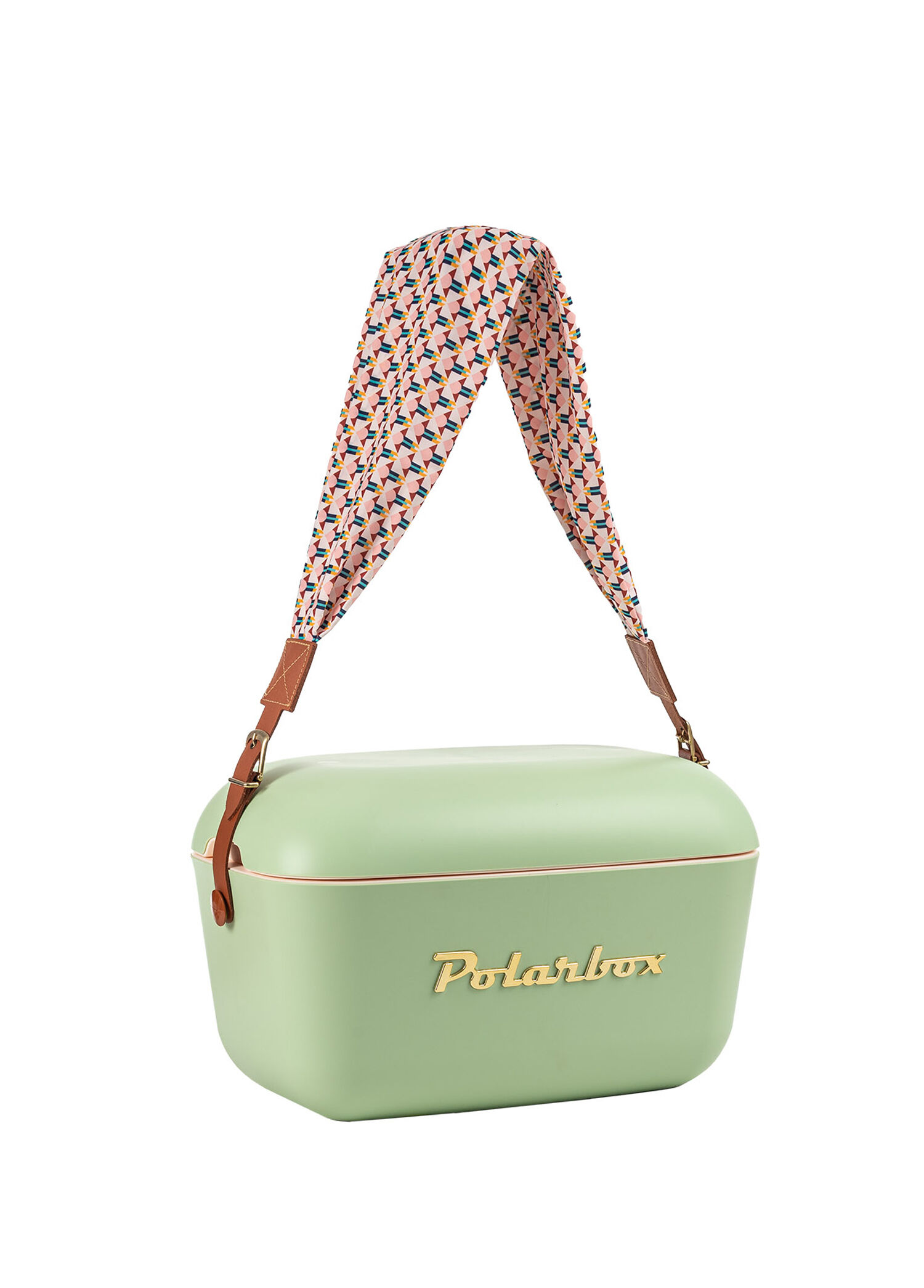 Prinkstyle Geometric Classic Olive Green Gold Pamuk ve Deri Kayışlı Soğuk ve Sıcak Tutucu Termal Çanta 12 lt