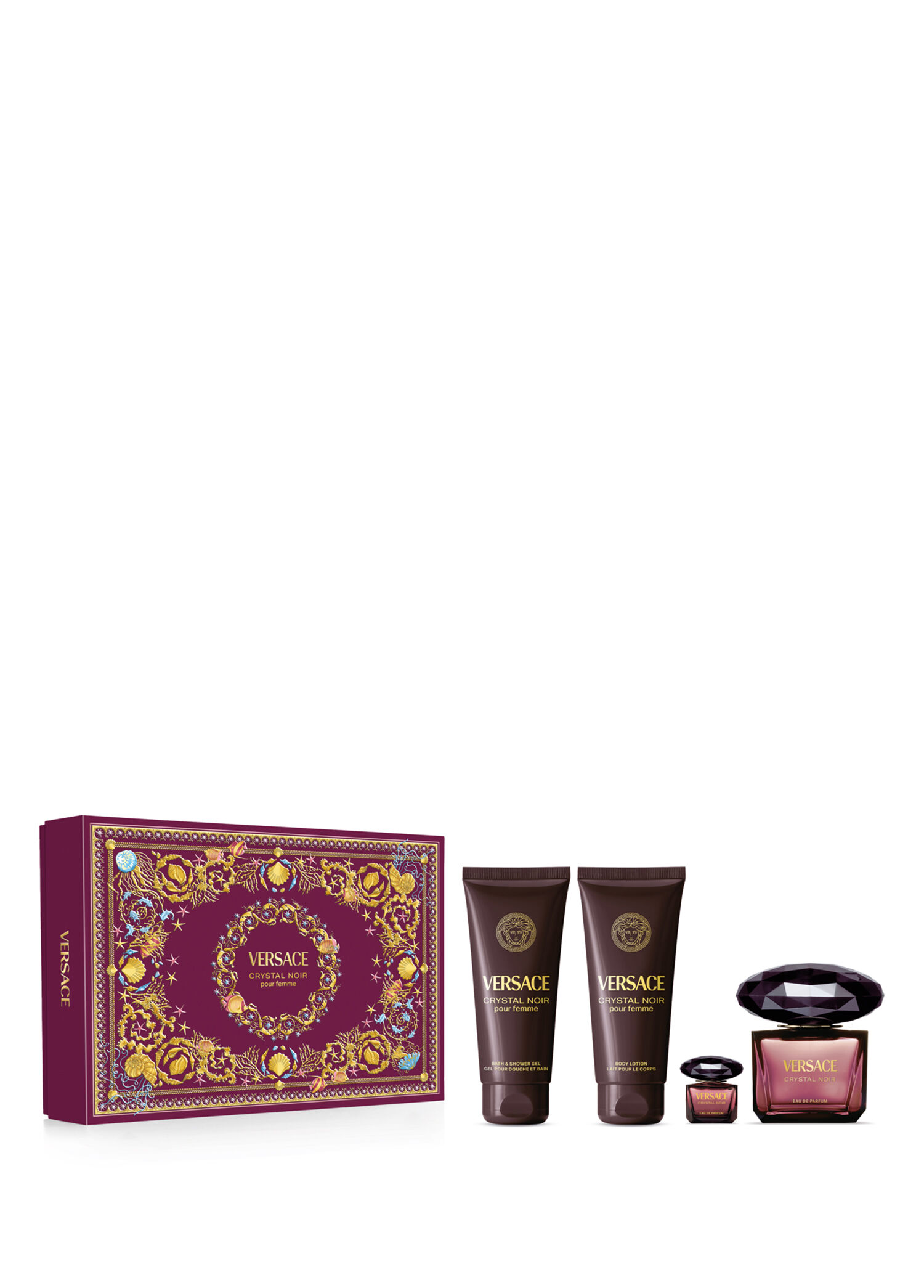 Crystal Noir EDP 90 ml Parfüm + Duş Jeli 100 ml + Vücut Losyonu 100 ml + Miniyatür Kadın Parfüm Seti