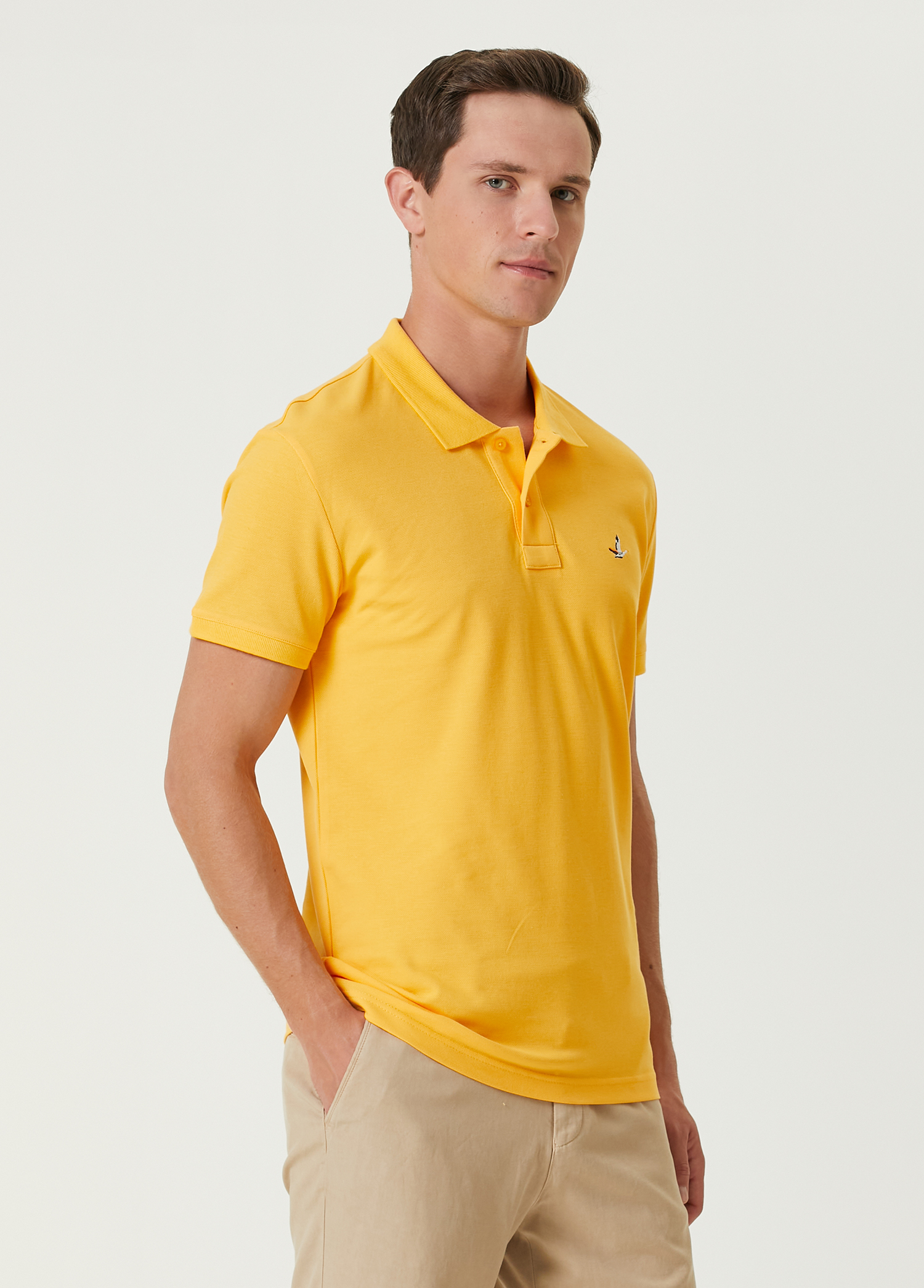 Slim Fit Sarı Polo Yaka T-shirt_1