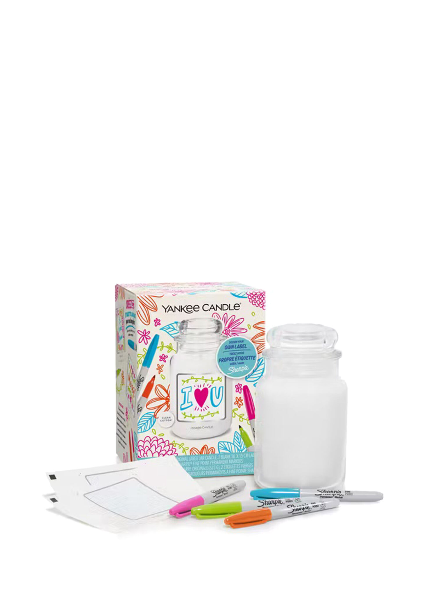 Beyaz Çiçek Kokulu Mum ve Sharpie Kalem Hediye Seti