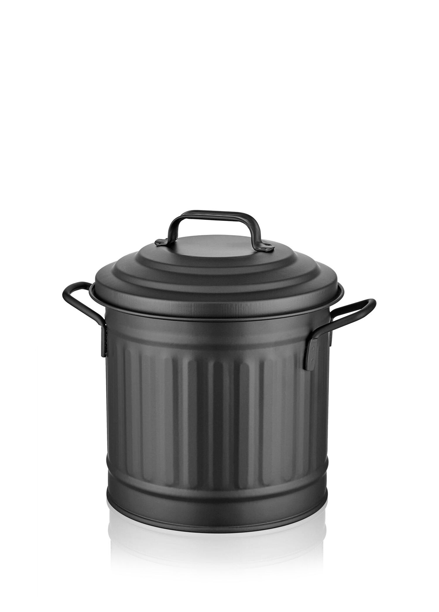 Tezgah Üstü Siyah Metal Kapaklı Çöp Kovası 4 Lt