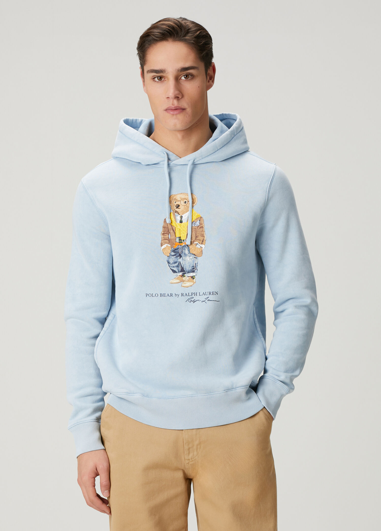 Mavi Kapüşonlu Logo Baskılı Sweatshirt