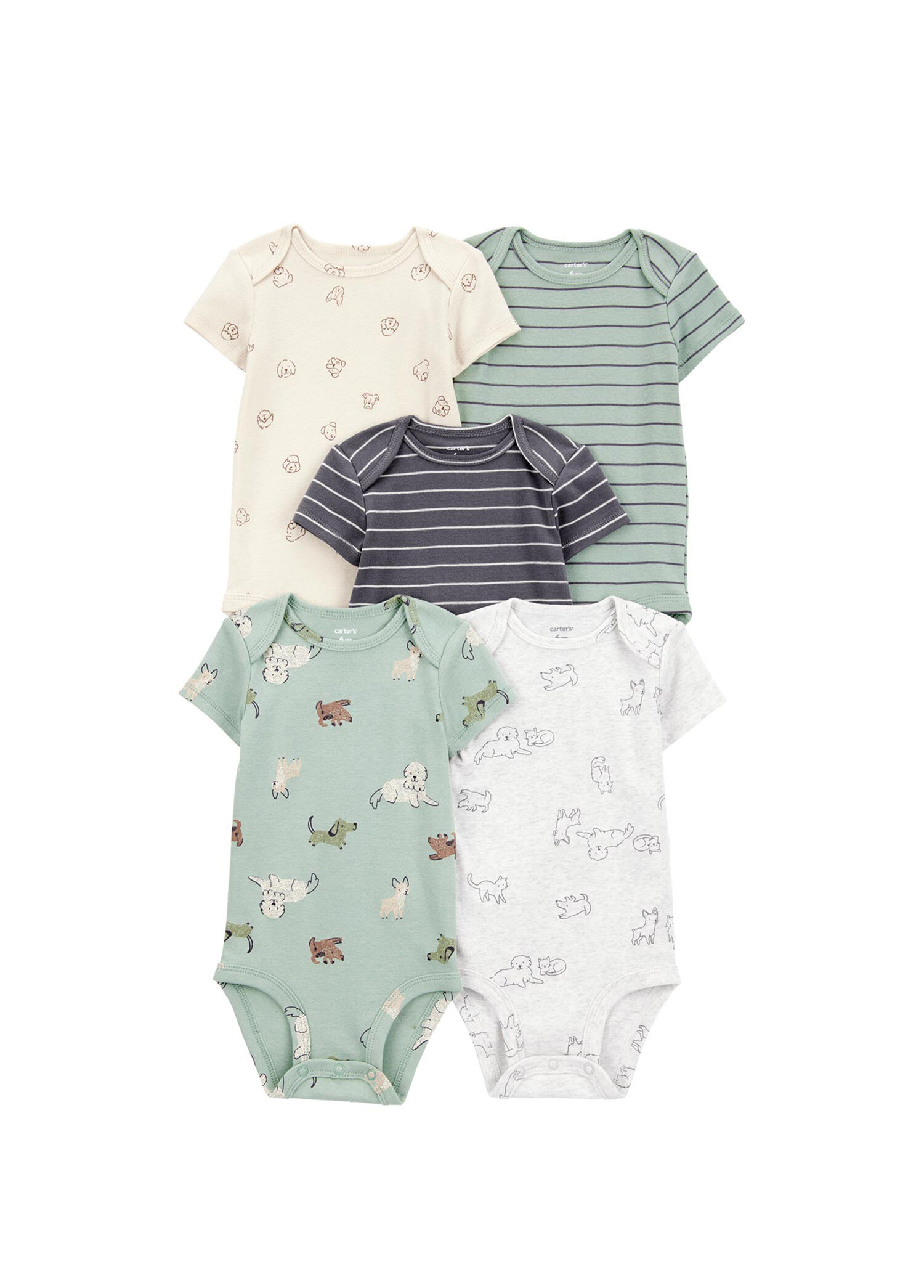 Renkli Desenli Kısa Kollu Erkek Bebek 5'li Body Set