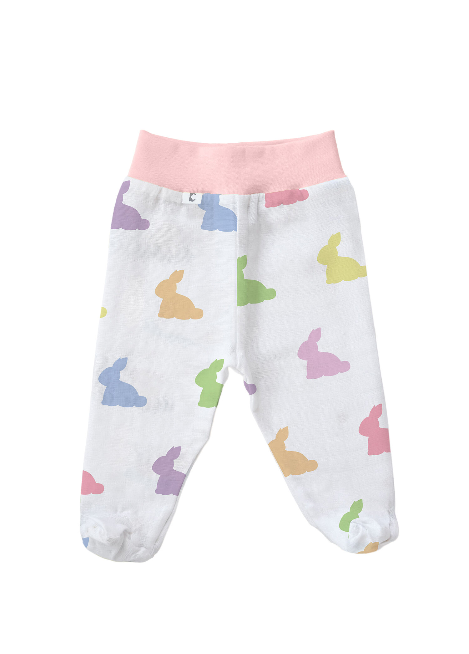 Rainbow Lapin Pink Müslin Kız Bebek Patikli Pantolon