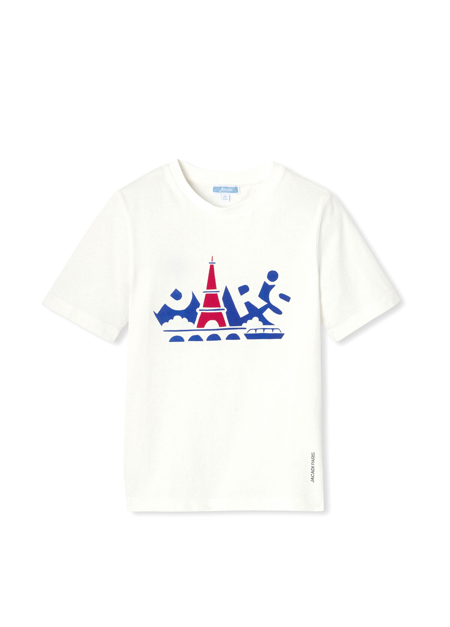 Beyaz Paris Temalı Pamuklu Kısa Kollu Erkek Çocuk T-Shirt