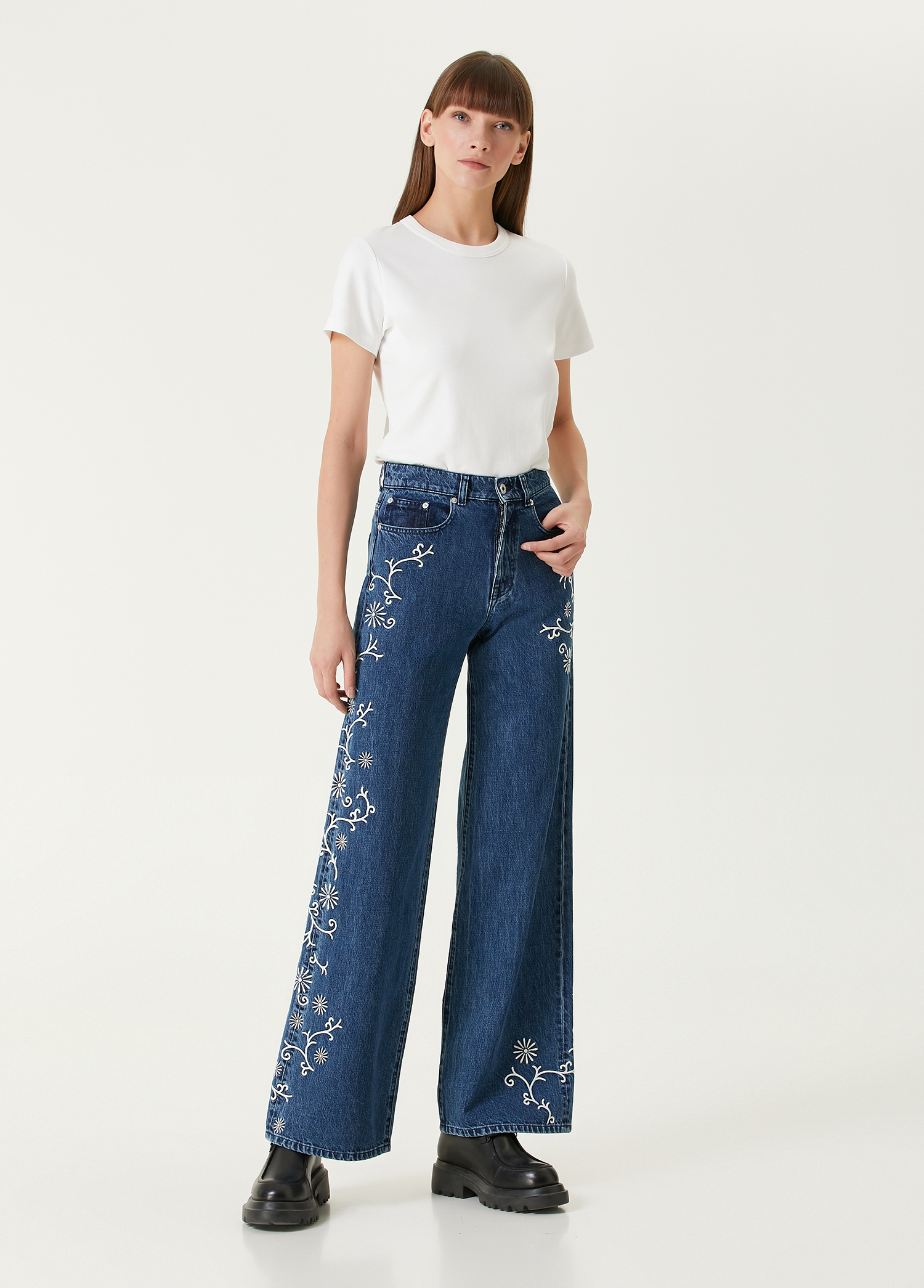 Marguerite Ayame Mavi Wide Leg Jean Pantolon